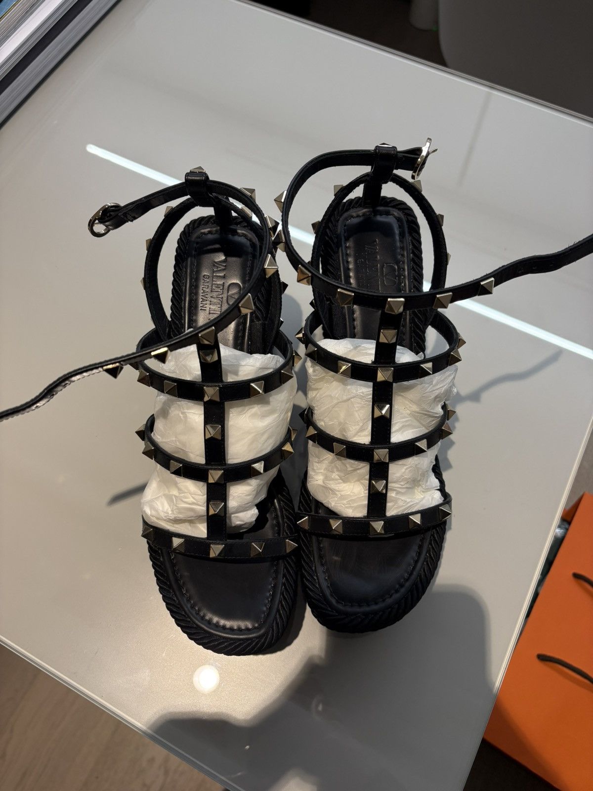 Valentino Valentino Rockstud Wedge Sandals with Calfskin Straps Size US 9 / IT 39 - 3 Thumbnail