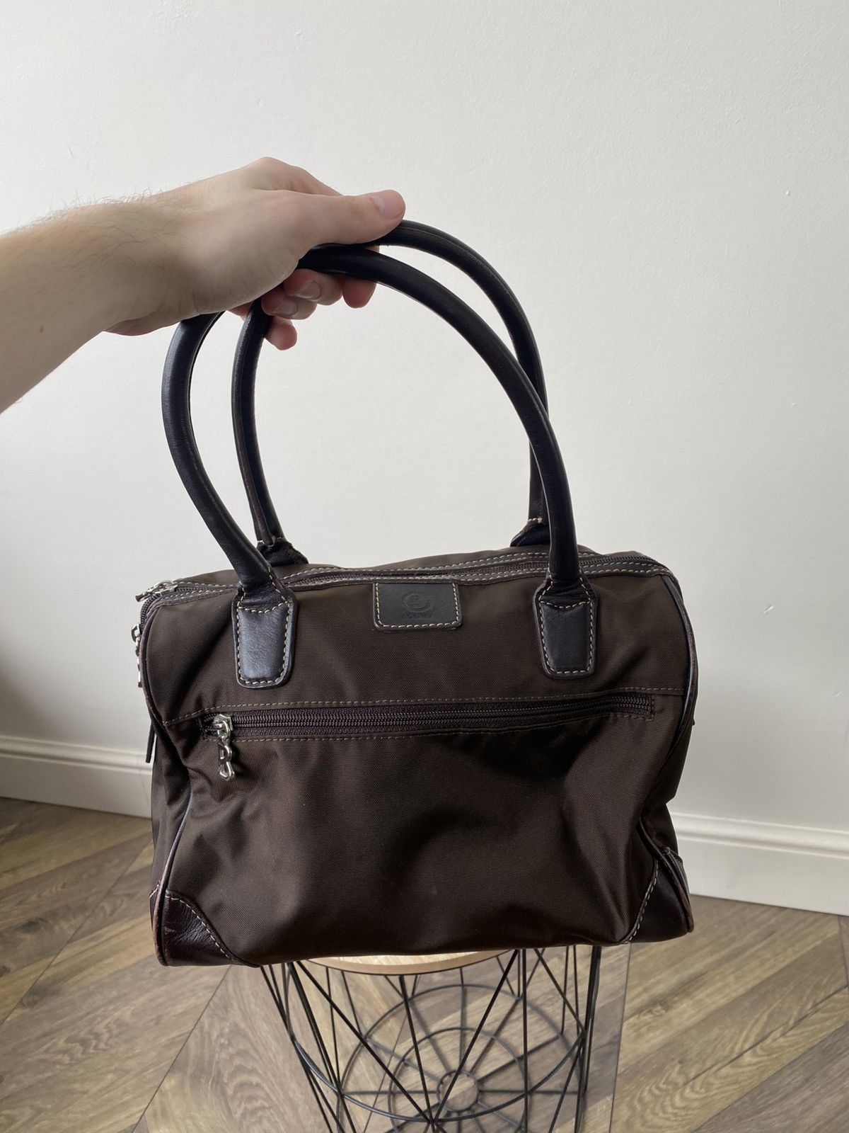 Bogner Vintage Brown Chocolate Nylon/Leather Tote Handbag Bogner Size ONE SIZE - 12 Thumbnail