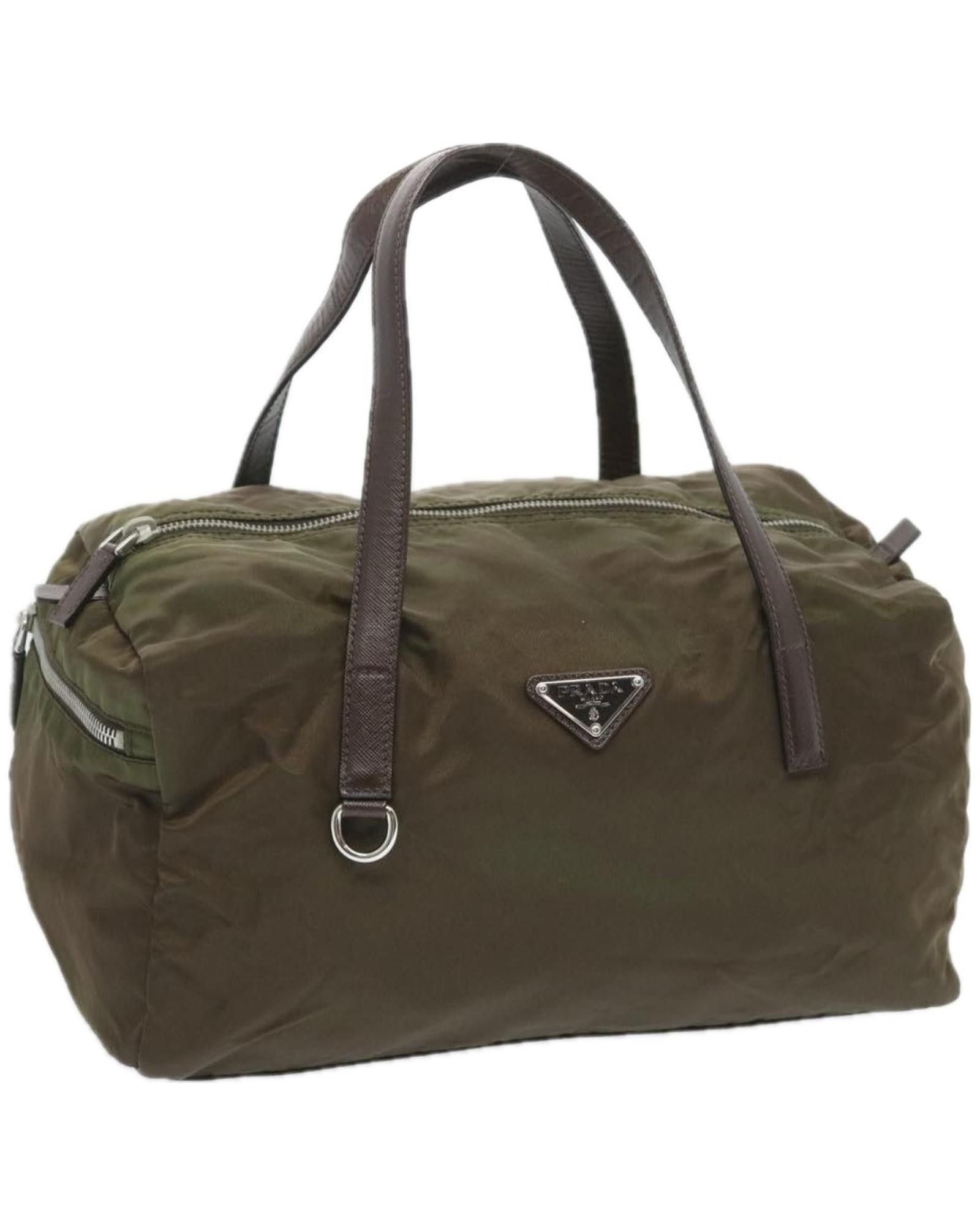 image of Prada Elegant Khaki Synthetic Bag With Practical Design, Women's