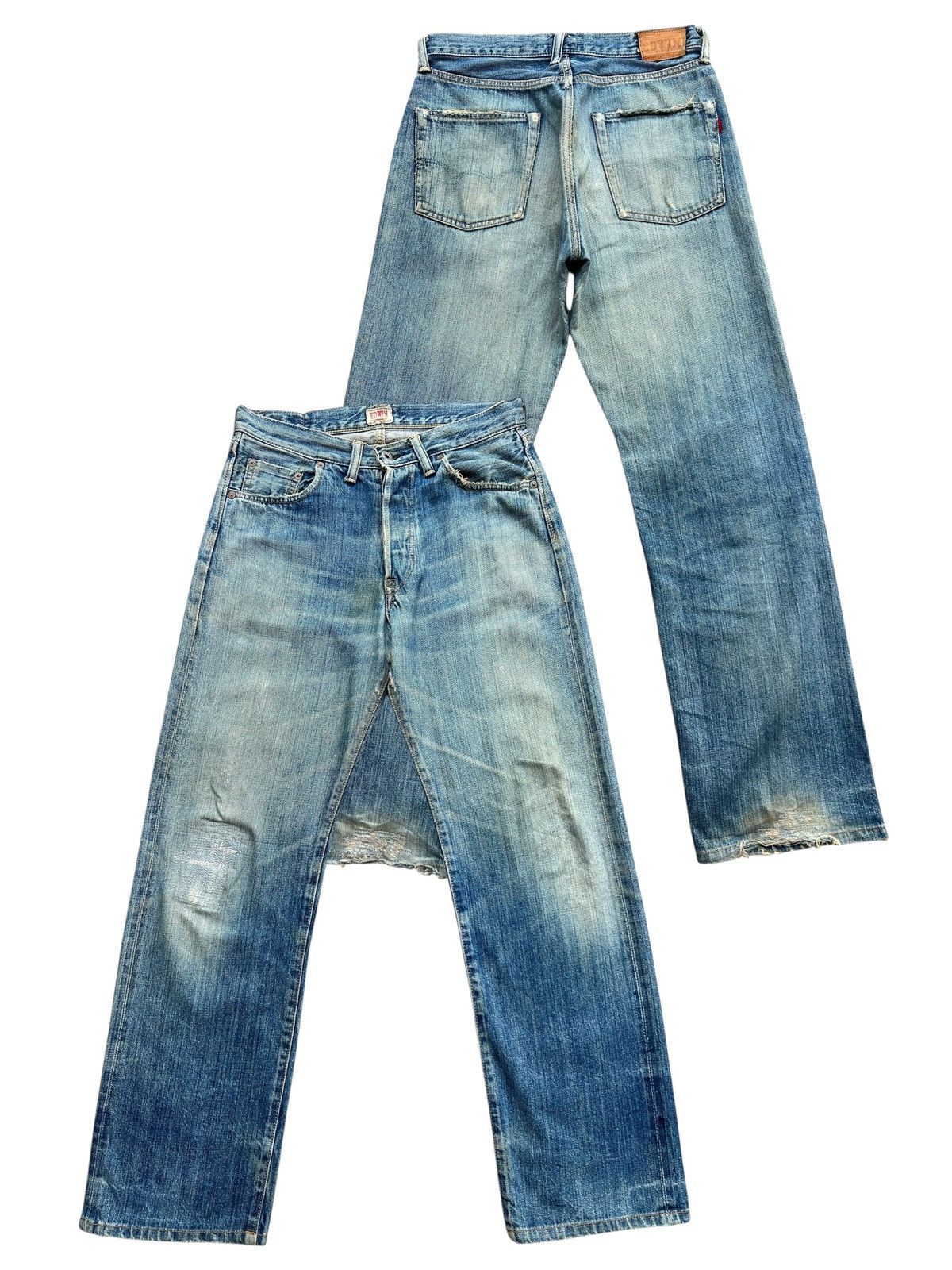 Edwin Vintage Edwin 505s Selvedge Distressed Denim Jeans 31x30.5 Size US 31 - 1 Thumbnail