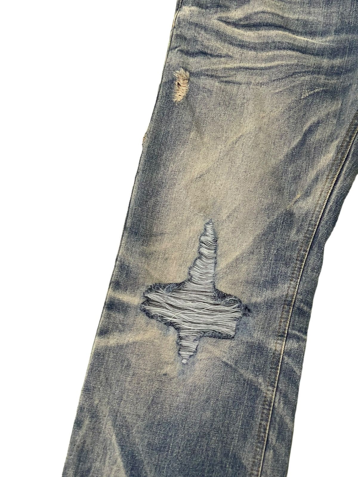 Japanese Brand Slim Jeans Improves Faded Distress Denim 8🟦7 Size US 35 - 6 Thumbnail