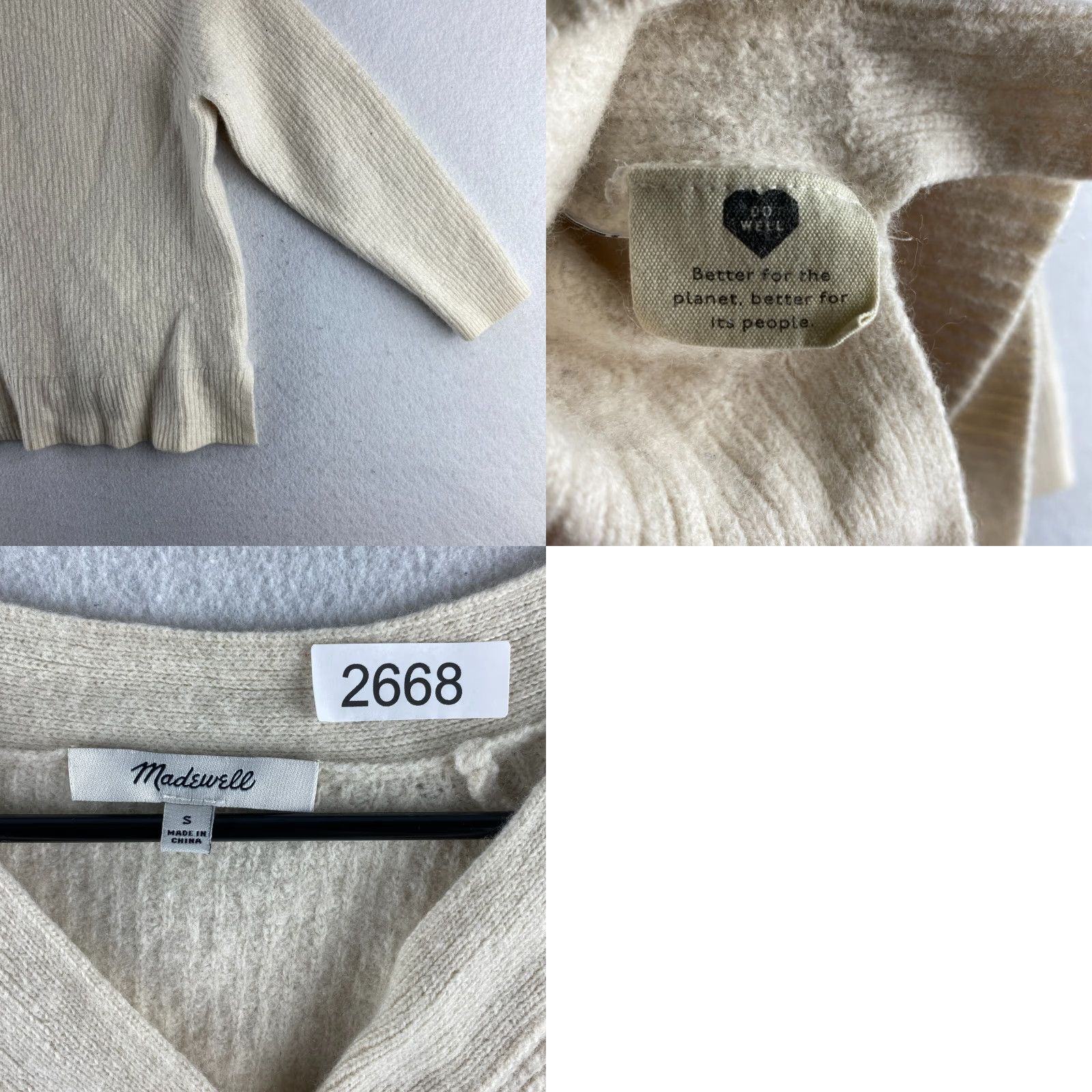 Madewell Madewell Wool Sweater Womens Small S Cream Pullover V-Neck Hi-Low Button Knit Wool Regular Solid Long Sleeve 1/2 Button Pullover Modern Fall Size S / US 4 / IT 40 - 10 Thumbnail