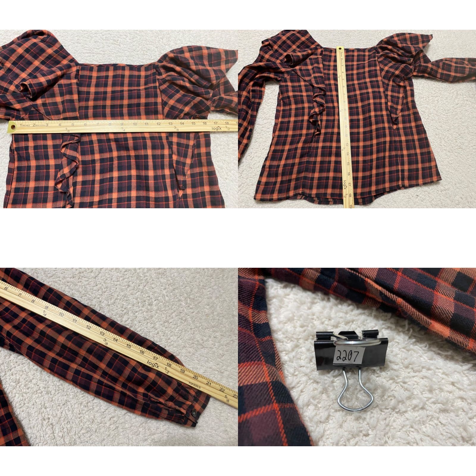 Madewell Madewell Shirt XS Womens Multicolor Plaid Square Neck Long Sleeve 100% Cotton Size XS / US 0-2 / IT 36-38 - 8 Thumbnail