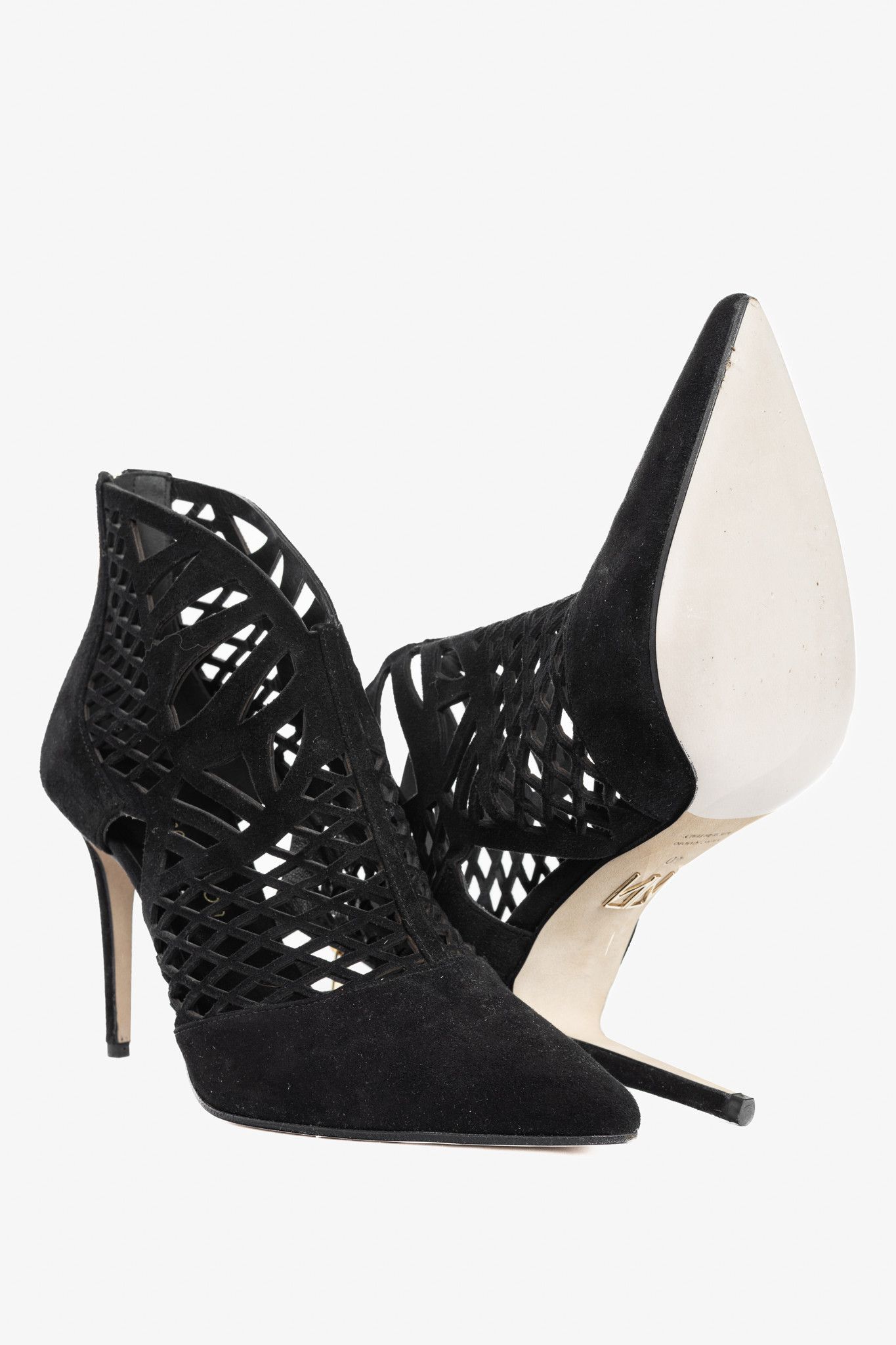 Tamara Mellon Tamara Mellon Femme Black Laser-Cut Suede Booties Size US 9.5 / IT 39.5 - 4 Thumbnail