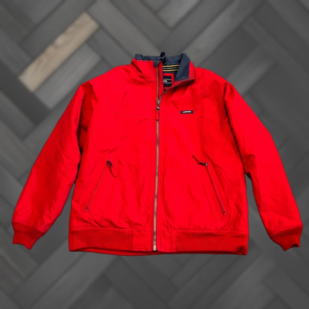 Lands' End Lands' End Jacket Mens Large Red Full Zip Coat Nylon Poly Blend Parka Regular Size US L / EU 52-54 / 3 - 1 Thumbnail
