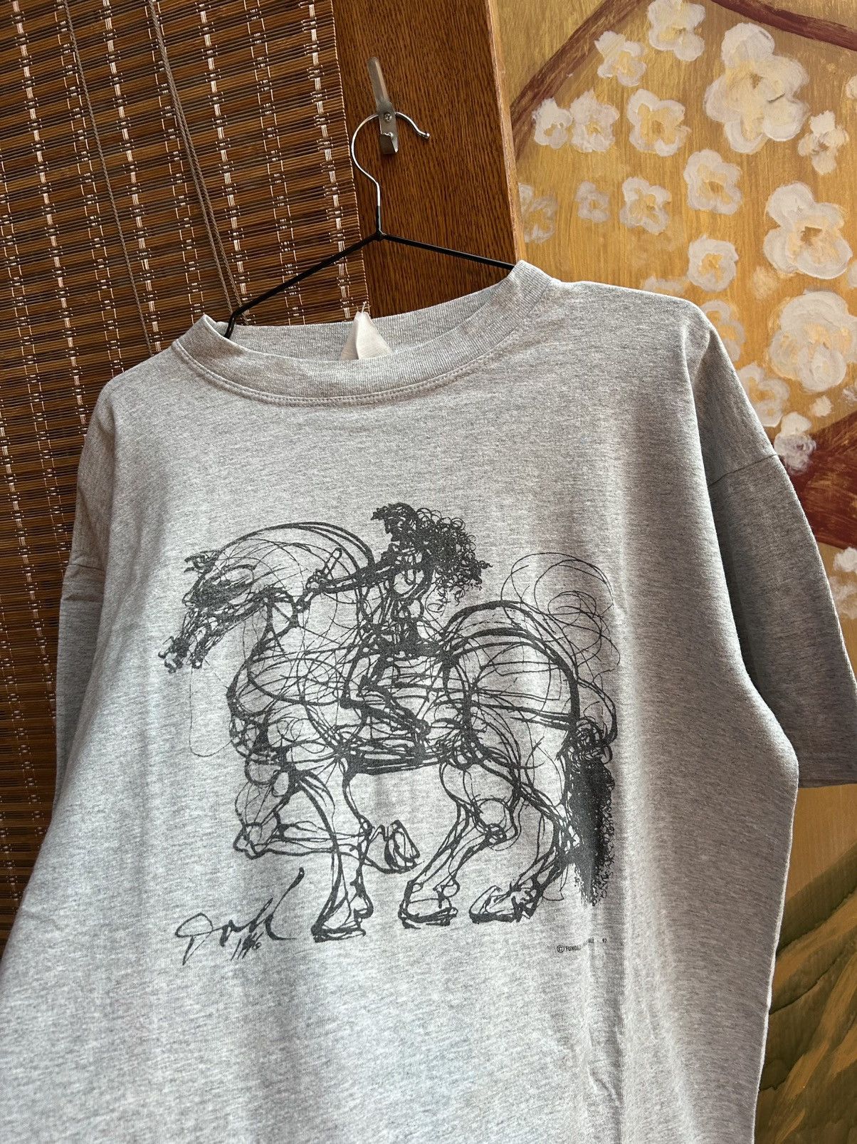 Vintage Vintage 1997 Salvador Dali Horse Rider Sketch Drawing Tee Size US L / EU 52-54 / 3 - 4 Thumbnail