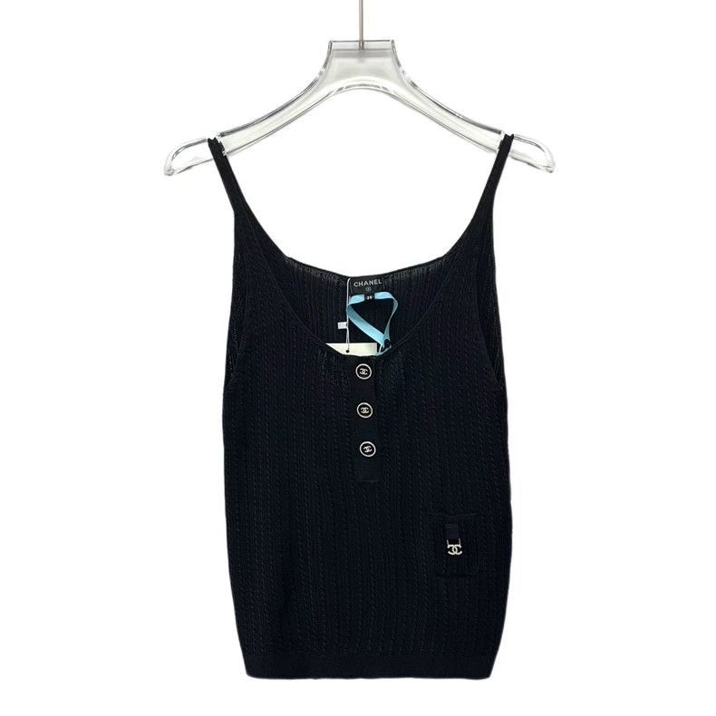 Chanel Chanel Black diamond-encrusted knitted strap vest 2506-Next Size XS / US 0-2 / IT 36-38 - 1 Thumbnail