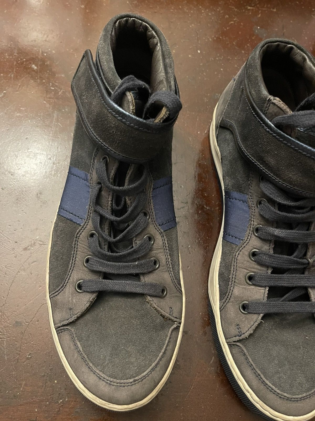 Lanvin Lanvin Mens Size 8 High Top Strap Sneakers Black Suede Size US 8 / EU 41 - 2 Thumbnail