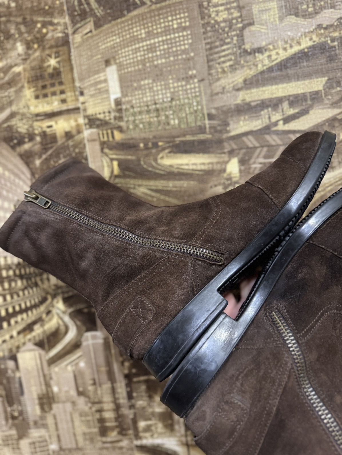 Hogan Hogan Leather Suede Biker Ankle Zip Boots Made in Italy Size US 11 / EU 44 - 7 Thumbnail