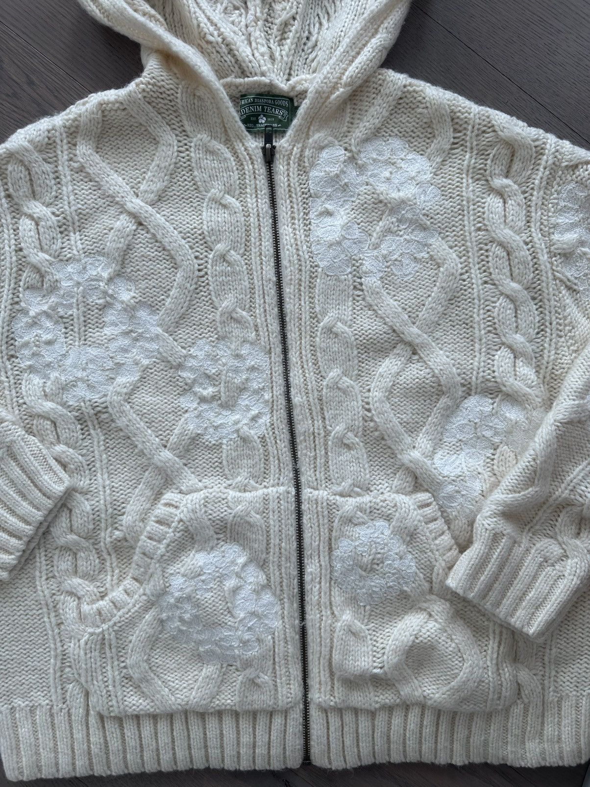 DENIM TEARS Cotton Wreath Knit Zip Hoodie Size US M / EU 48-50 / 2 - 3 Thumbnail