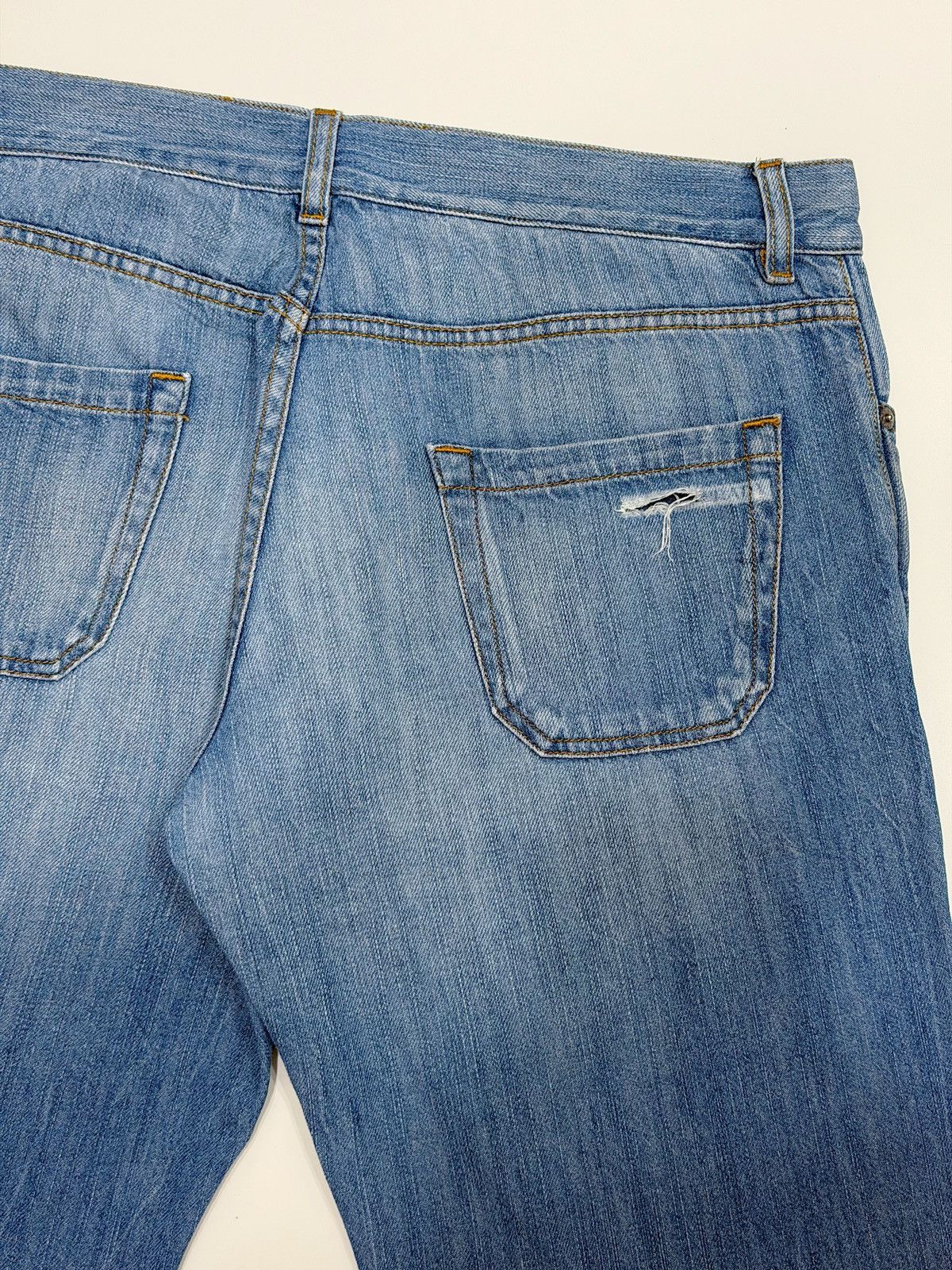 Prada PRADA SS 2008 Flared Distressed Blue Denim Jeans Pants Logo Size US 34 / EU 50 - 13 Thumbnail