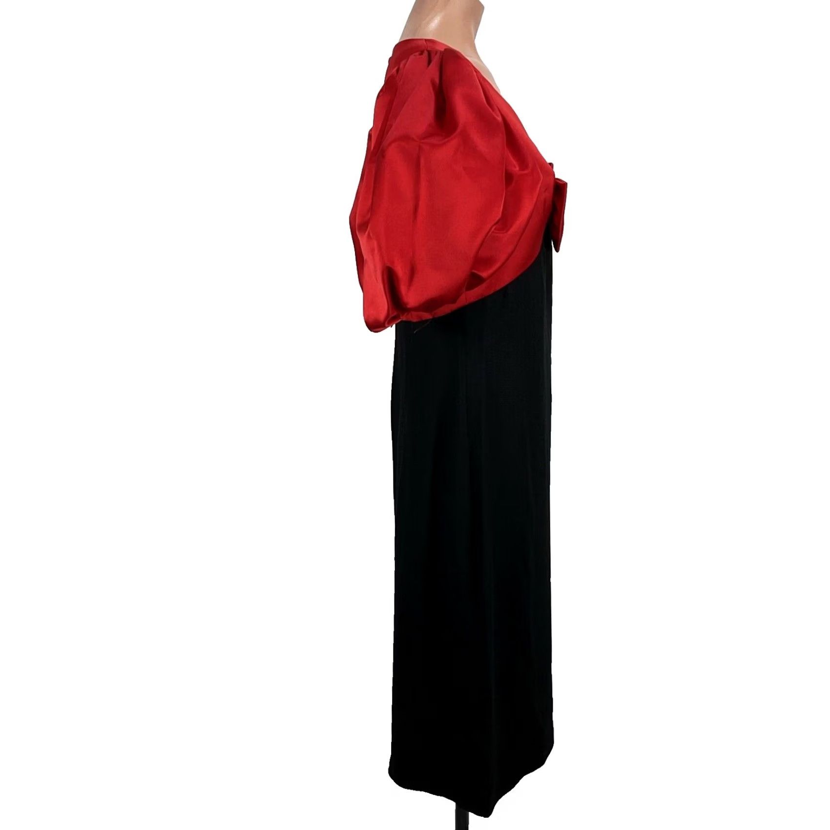 Vintage VINTAGE Cattiva Prom Dress Ball Gown Satin Red Black Puffy Sleeve 1980s 8 Womens Size M / US 6-8 / IT 42-44 - 6 Thumbnail