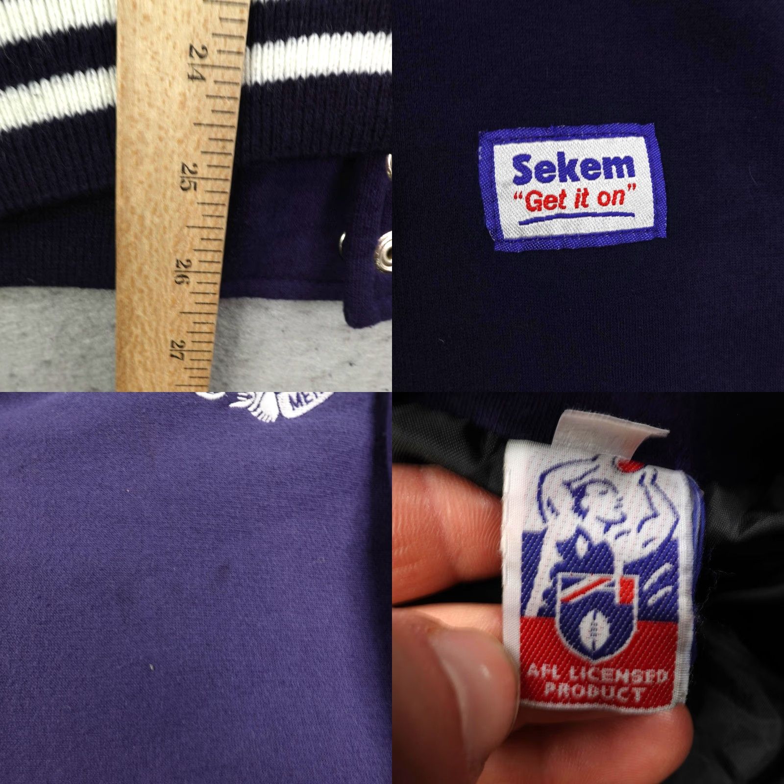 Vintage VINTAGE Carlton Blues Jacket Mens XL Blue AFL Sekem 90s Varsity Jacket Zip Cotton Blend Knit Mid-Length Regular Size US XL / EU 56 / 4 - 8 Thumbnail