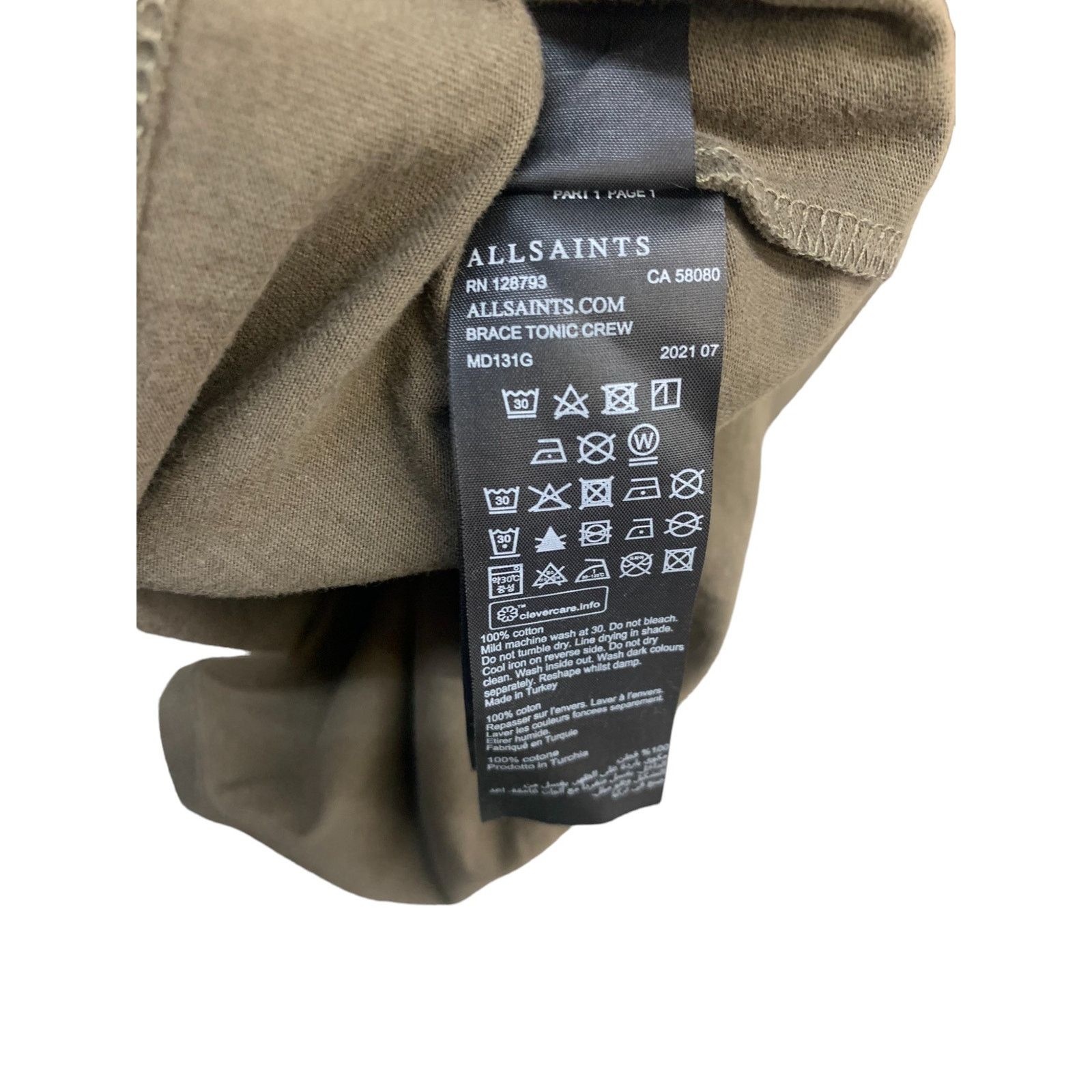 Allsaints ALLSAINTS Brace Contrast Brushed Cotton T-Shirt sz XXL Size US XXL / EU 58 / 5 - 7 Thumbnail