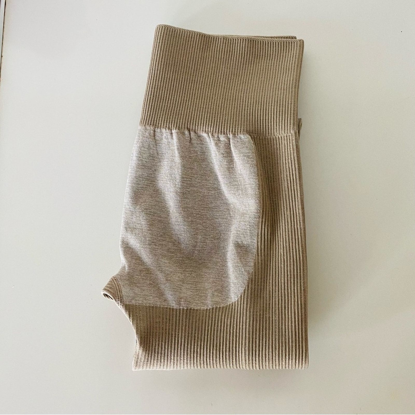 Nine One Seven NEW Tan Cream Beige Colorblock Stripe Ribbed Knit Leggings Size 30" / US 8 / IT 44 - 11 Thumbnail