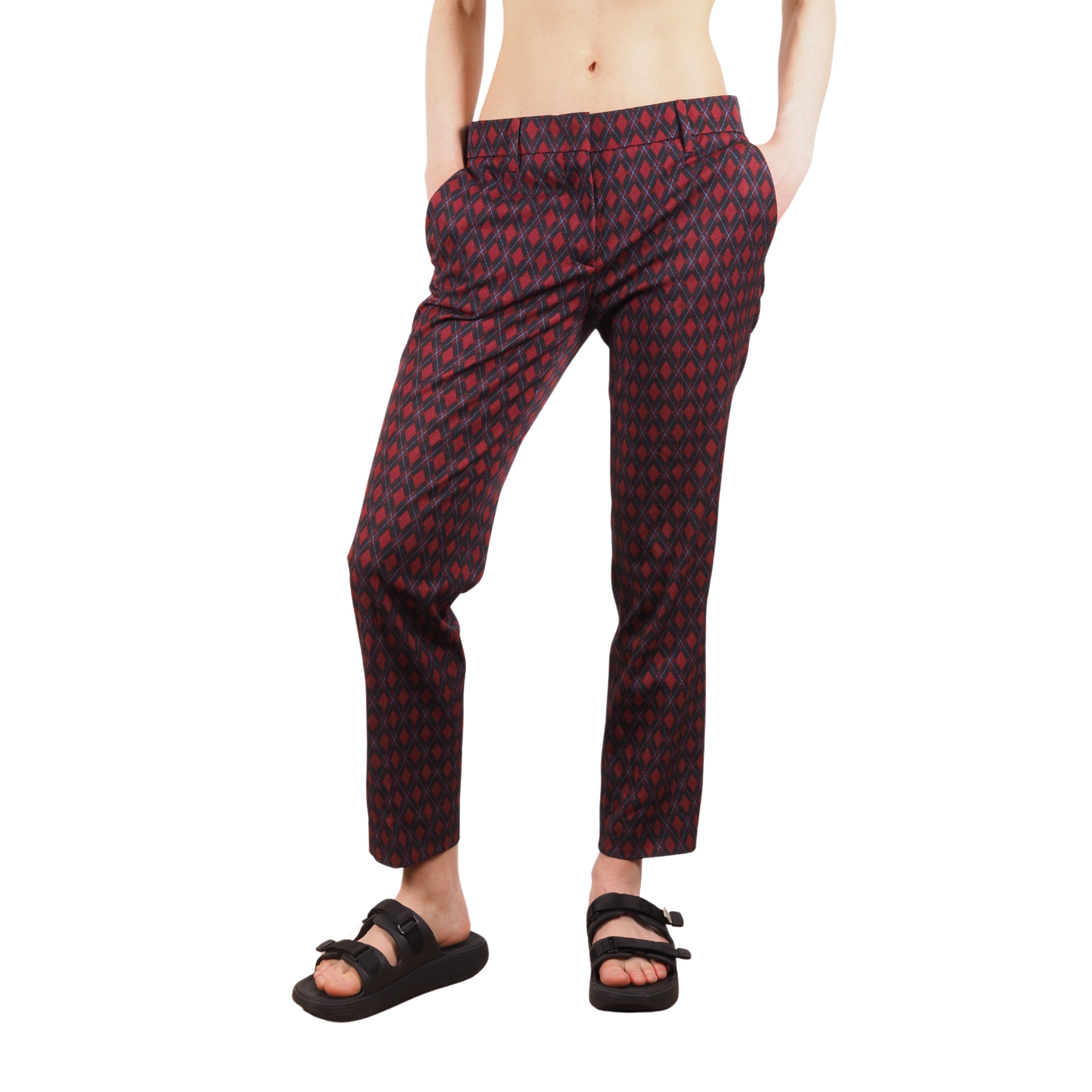 Prada Prada Vintage Red Black Geometric Cropped Pants Size 27" / US 4 / IT 40 - 1 Thumbnail