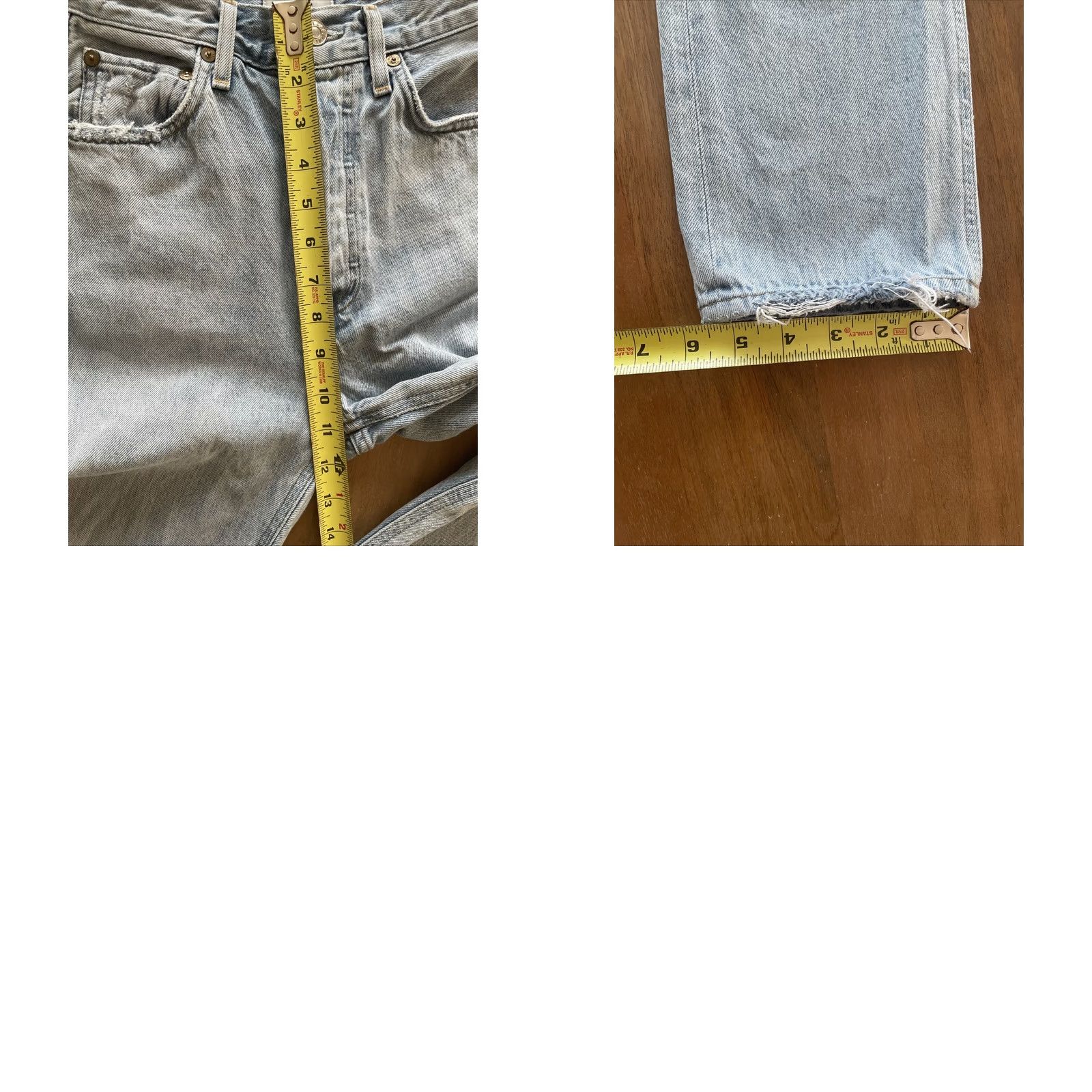 Agolde AGOLDE Riley Straight Jeans Womens 24 26x26 Button Fly Light Wash Denim Blue 90s Bohemian City Grunge Hip Hop Punk Retro 5-Pocket Size 42" / US 20 - 8 Thumbnail