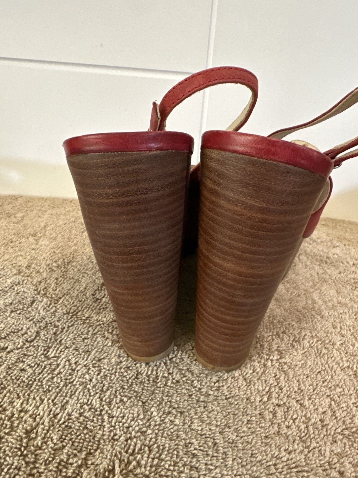 Steve Madden Y2k Red and Brown Steve Madden Platform Sling Back Heels Size US 8.5 / IT 38.5 - 5 Thumbnail