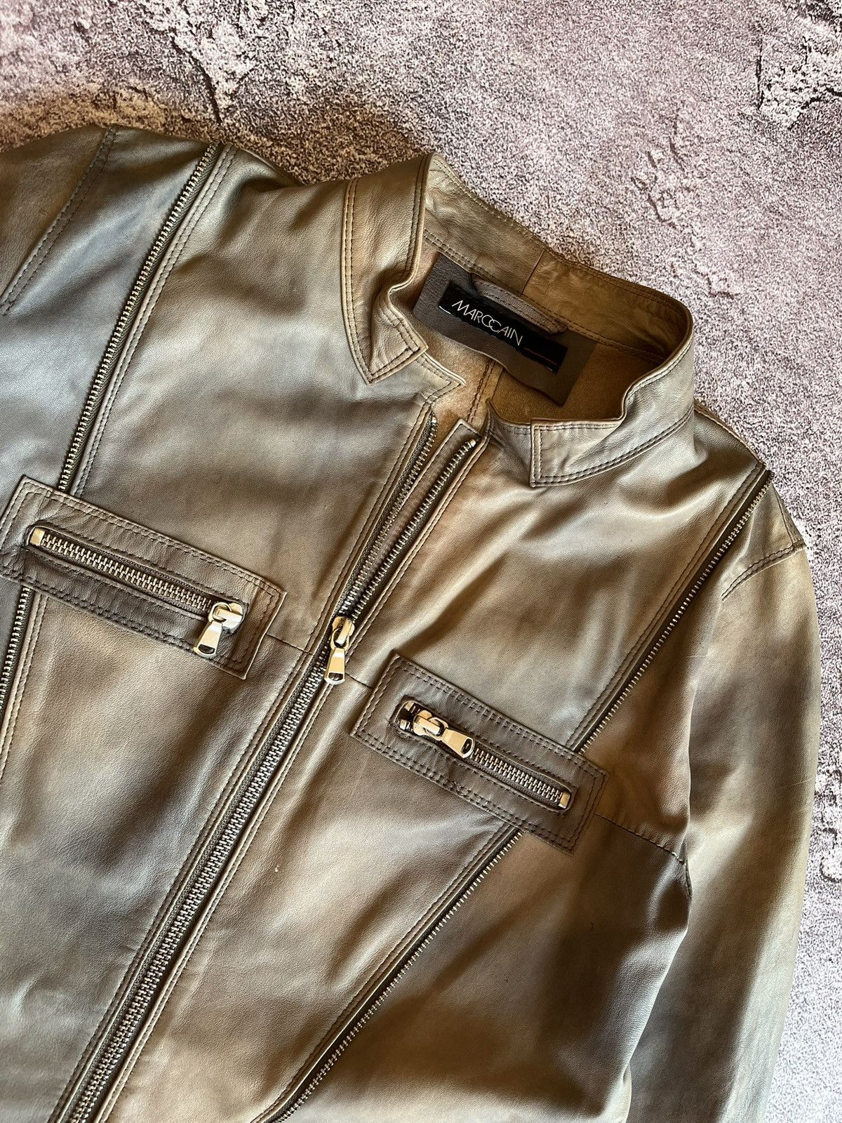 Leather Marc Cain Vintage "Used & Washed" Lamb Nappa Leather Jacket Size S / US 4 / IT 40 - 6 Thumbnail