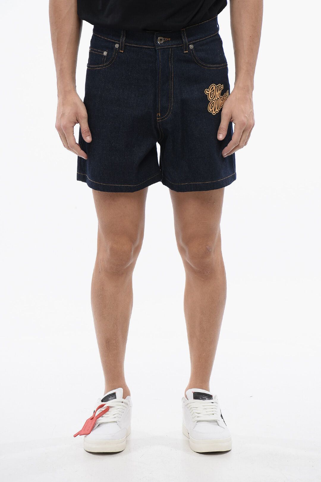 Embroidered Denim Shorts 90SLOGO Raw Wash