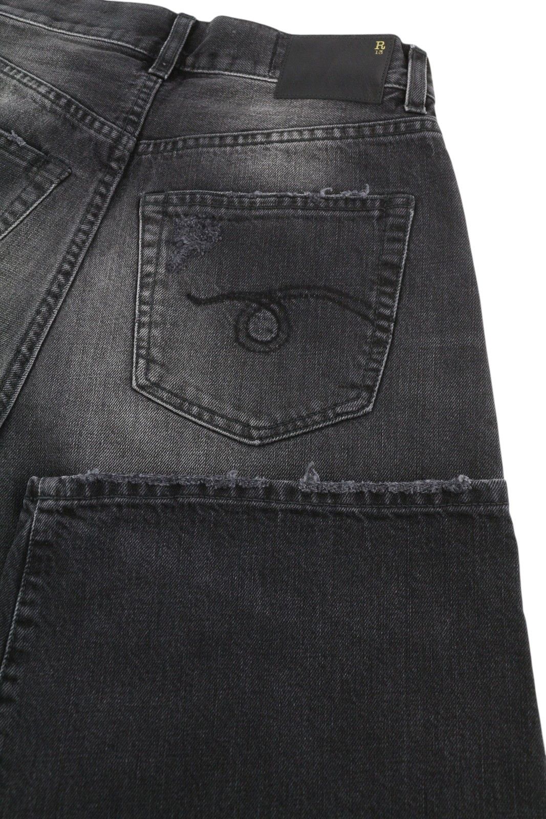 R13 CROP WIDE LEG 25 Wilson Black Faded Distress PF25 86527 Size 25" / US 0 / IT 36 - 6 Thumbnail
