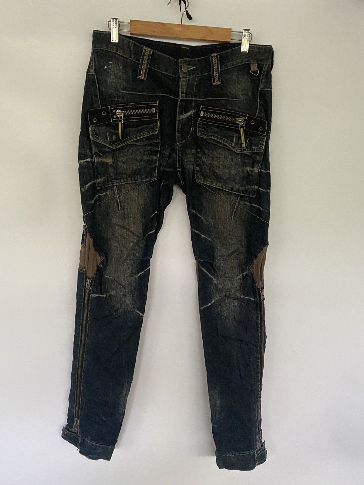PPFM Japanese Brand PPFM Distressed Zippered Denim Jeans Pants Size US 32 / EU 48 - 1 Thumbnail
