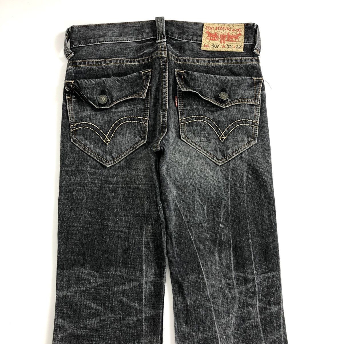 If Six Was Nine × Le Grande Bleu (L.G.B.) × Levi's Crazy Flare Jeans Levis 507 Multi Pocket Y2K Faded Pants Size US 32 / EU 48 - 14 Thumbnail