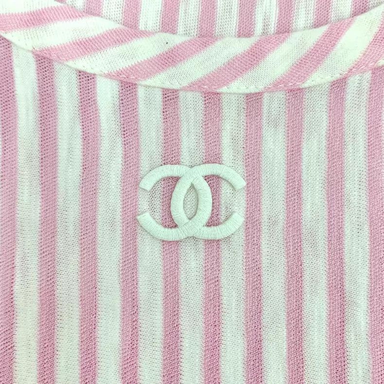 Chanel Chanel Cruise Series Light Pink Vertical Striped Cotton Ro Size XS / US 0-2 / IT 36-38 - 6 Thumbnail