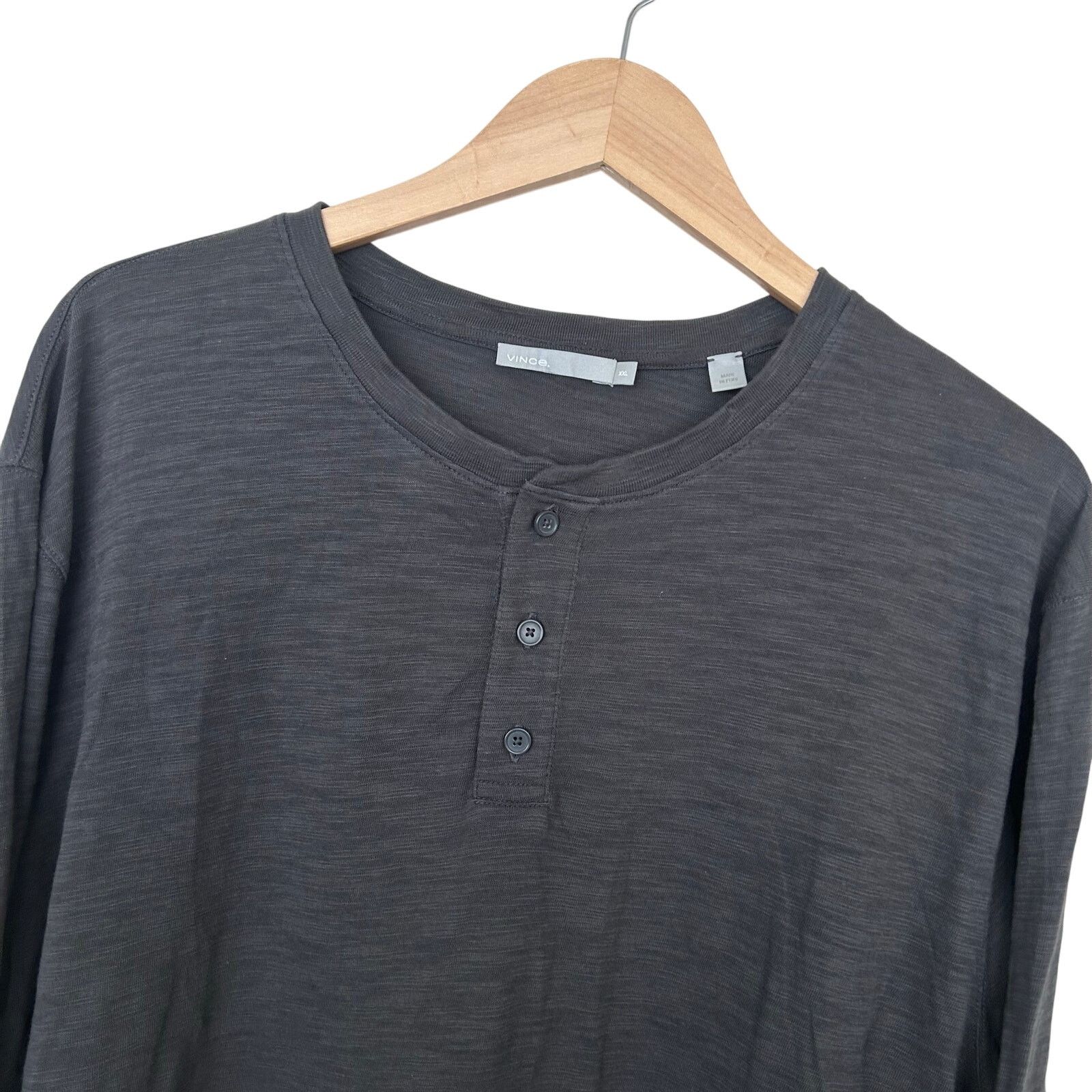 Vince Vince Gray Long Sleeve Henley Shirt Sz XXL Size US XXL / EU 58 / 5 - 2 Thumbnail