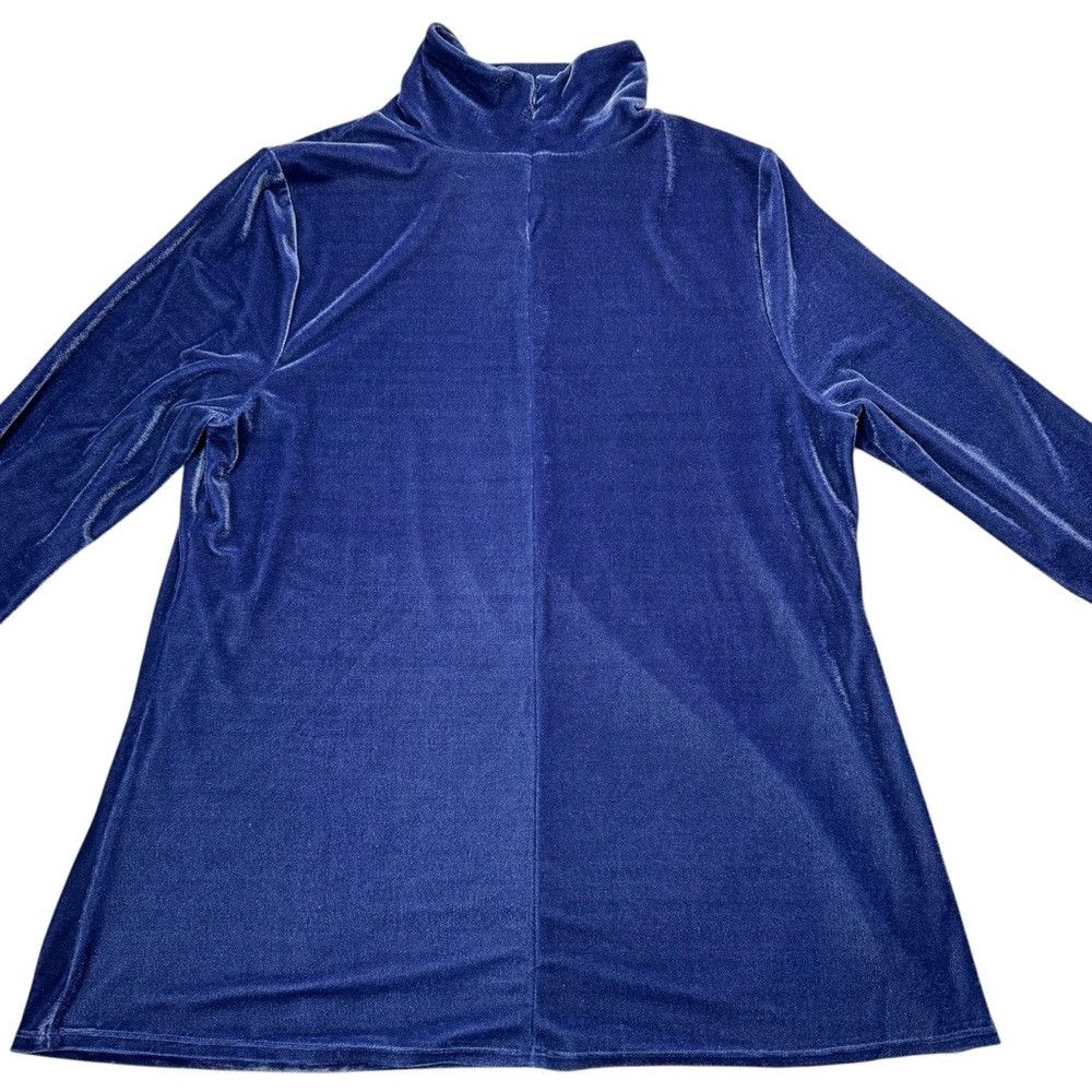 Soft Surroundings Soft Surroundings Velvet Long Sleeve High Neck Blue Top Siz Size L / US 10 / IT 46 - 4 Thumbnail