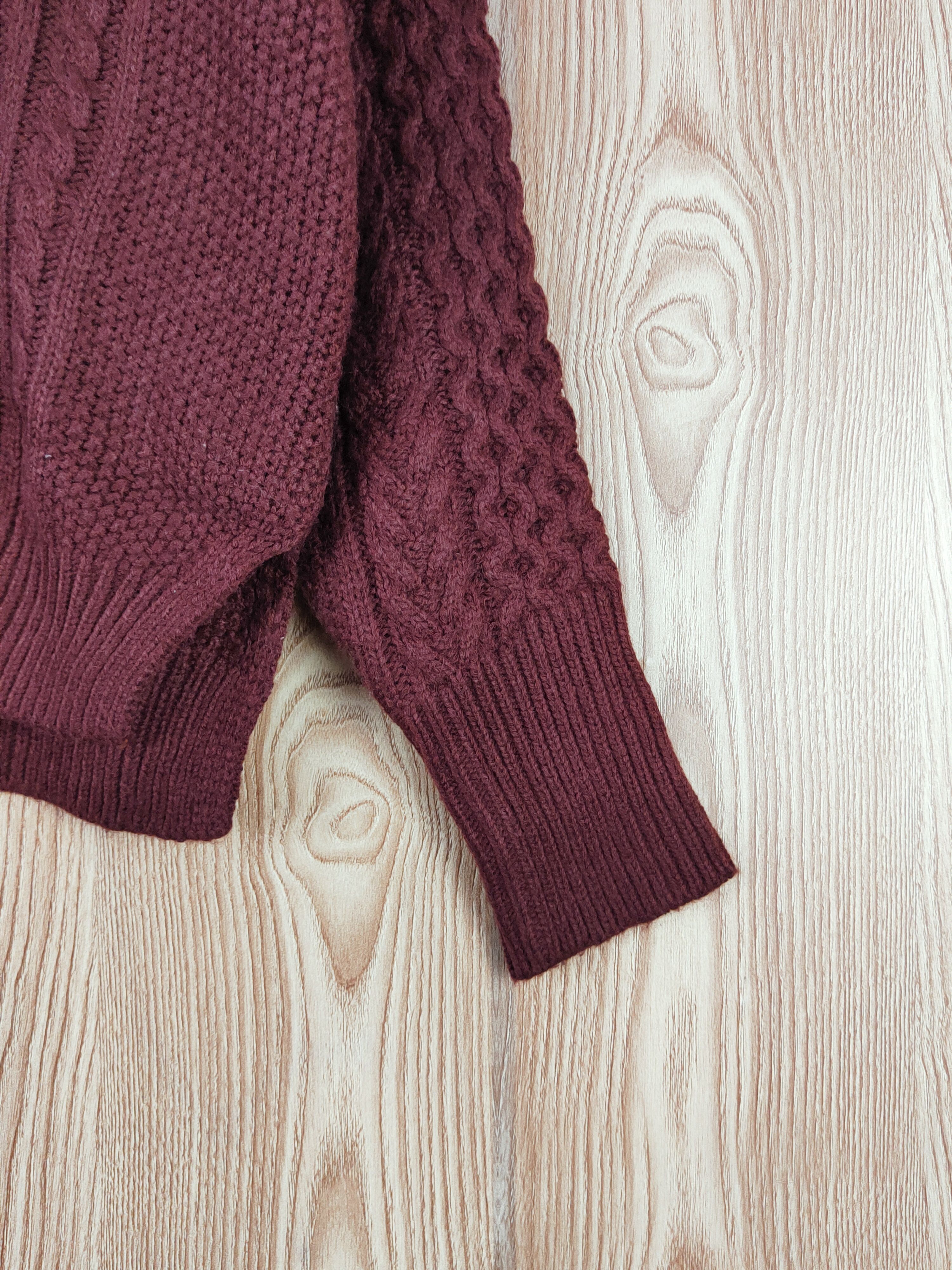 Aran Isles Knitwear × GU × Japanese Brand GU Maroon cable Knitwear Sweatshirts #W731 Size L / US 10 / IT 46 - 6 Thumbnail