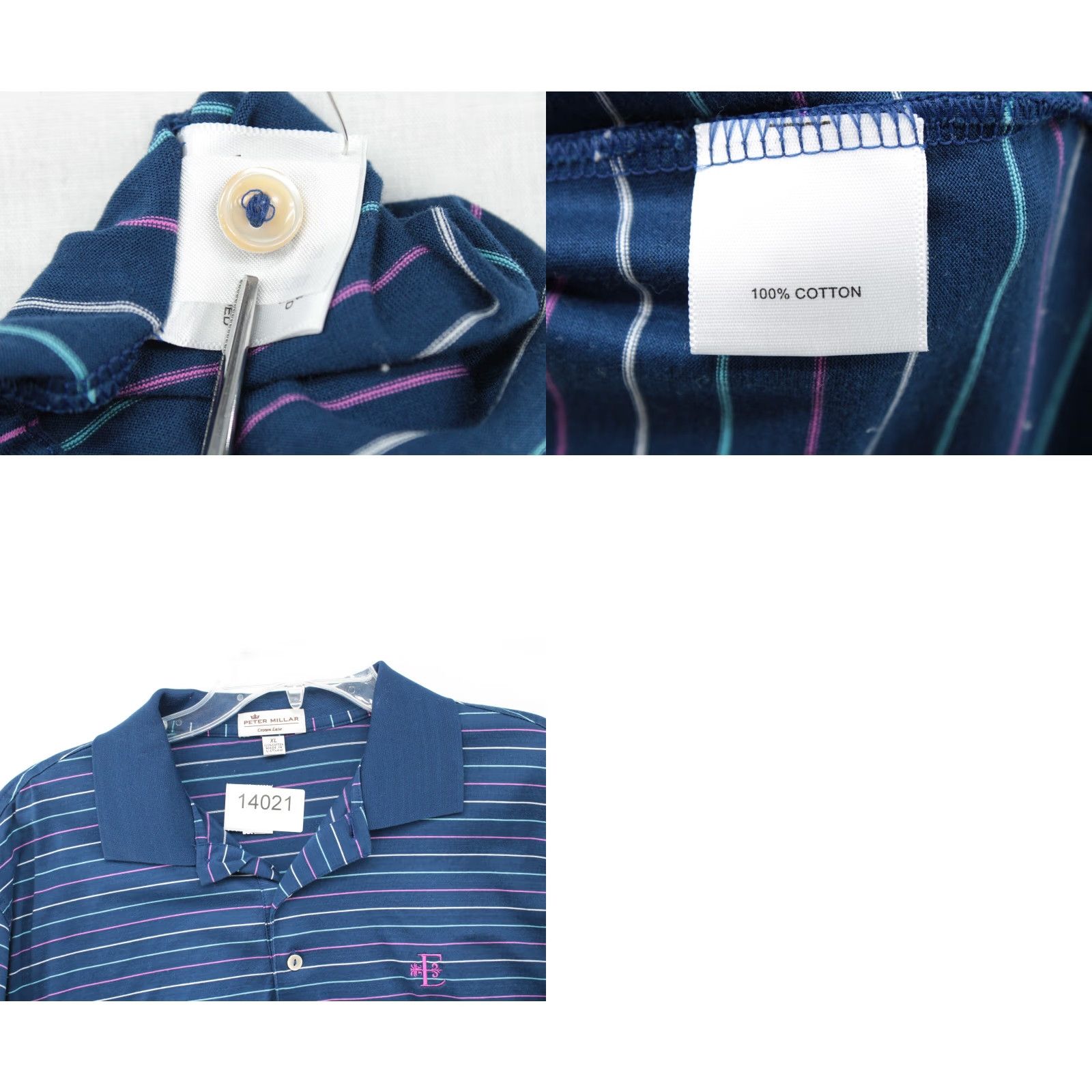 Peter Millar VINTAGE Peter Millar Crown Ease Polo Shirt Mens XL Blue Striped Short Sleeve Golf Preppy Size US XL / EU 56 / 4 - 8 Thumbnail