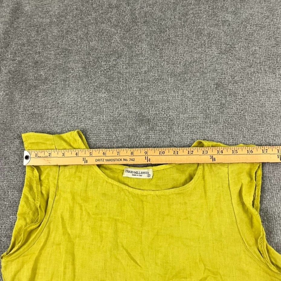 Vintage Terzo Millennio Blouse Shirt Womens Small Yellow Crochet Linen Sleeveless Italy Size S / US 4 / IT 40 - 6 Thumbnail
