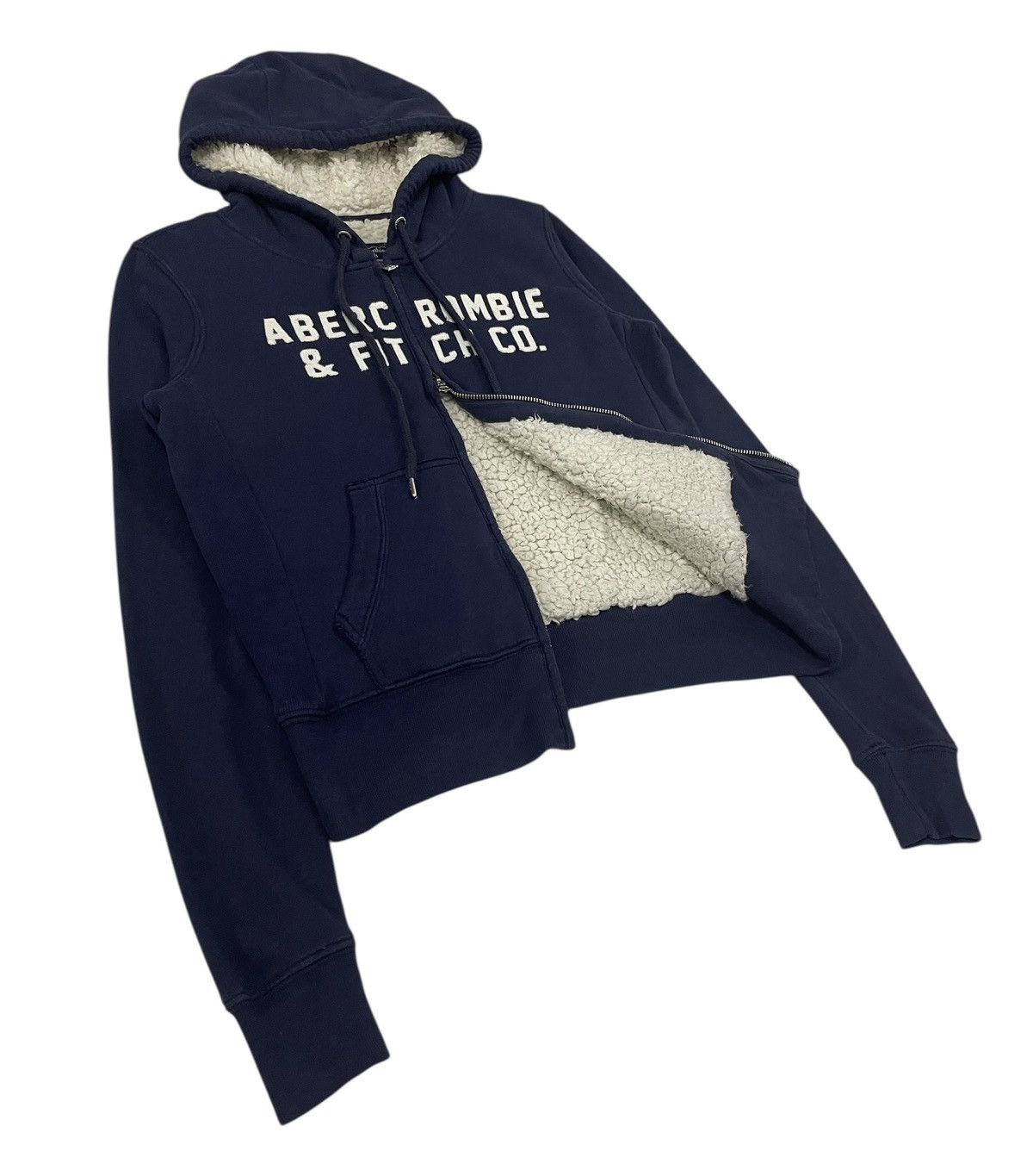 Le Grande Bleu (L.G.B.) Vintage Abercrombie&Fitch Sherpa Hoodie Size US XS / EU 42 / 0 - 2 Thumbnail
