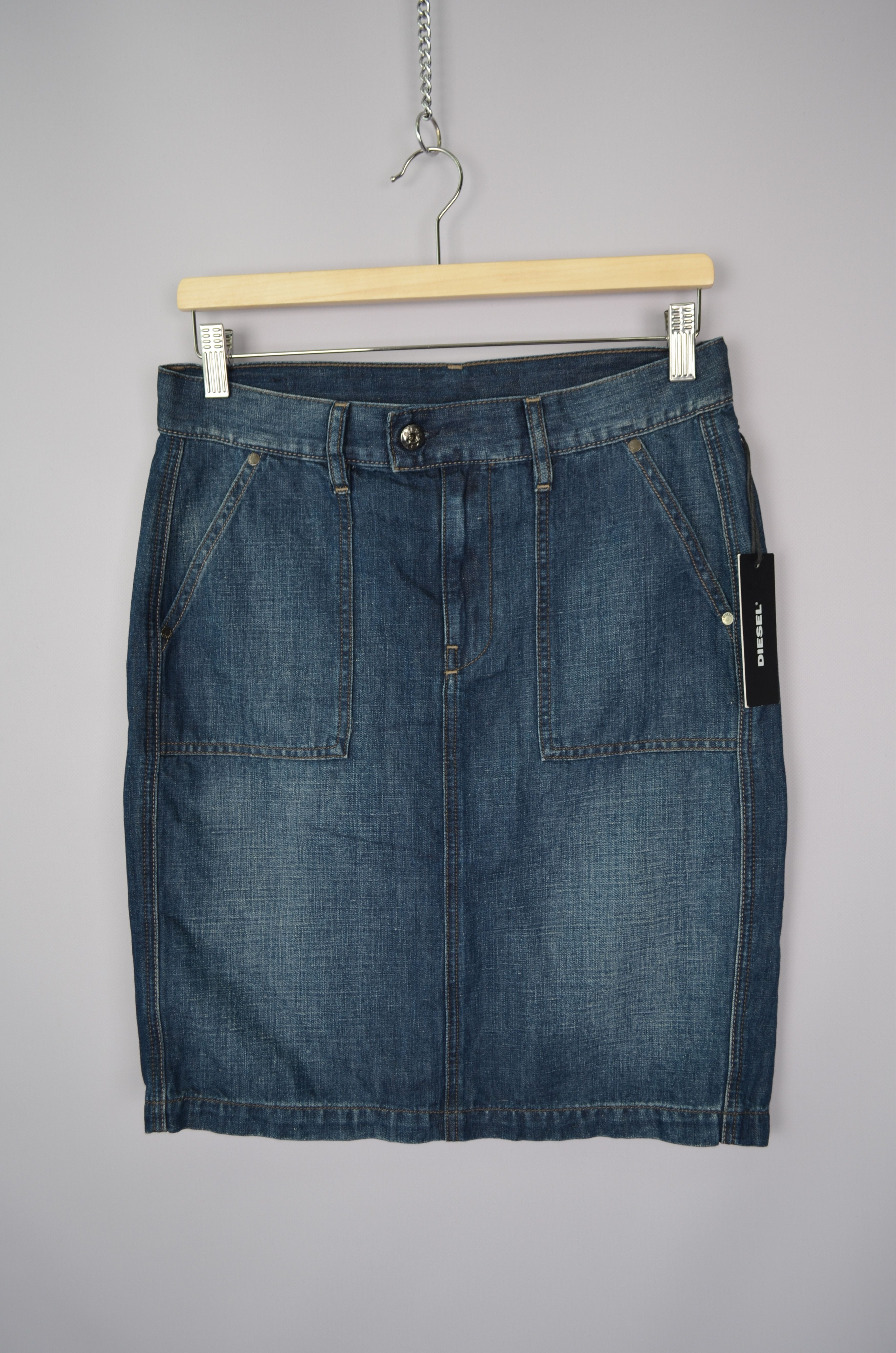 Designer × Diesel Diesel Blue Denim Cotton/Linen Skirt Size W27 NWT Size 27" / US 4 / IT 40 - 1 Thumbnail