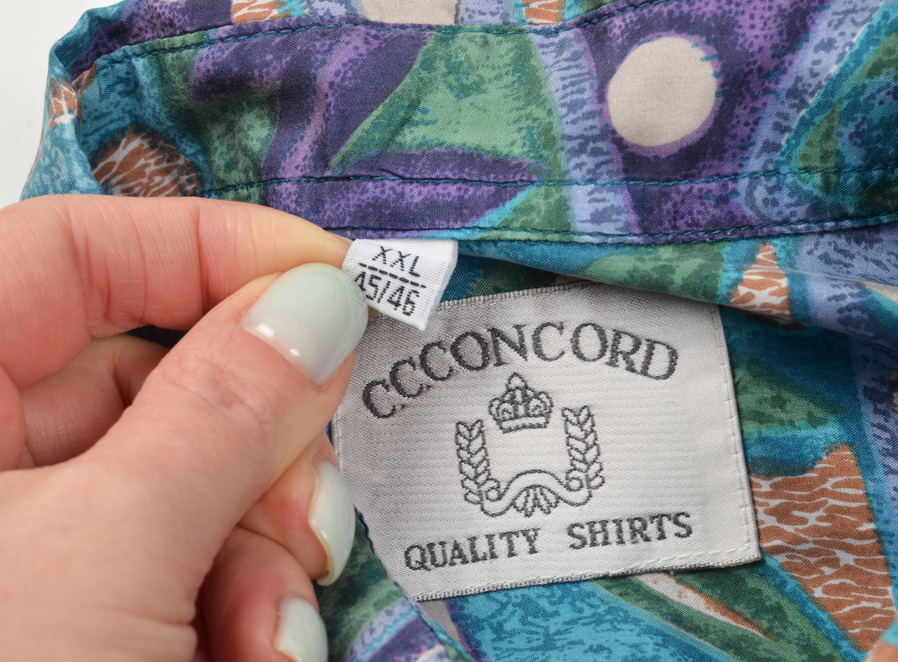 Vintage Men's Vintage Concord Abstract Pattern Light Silk Shirt Size US XXL / EU 58 / 5 - 5 Thumbnail