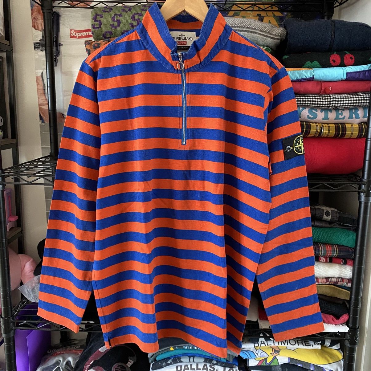 Stone Island × Supreme Supreme Stone Island Quarter Zip Longsleeve Top Orange 2016 Size US L / EU 52-54 / 3 - 1 Thumbnail