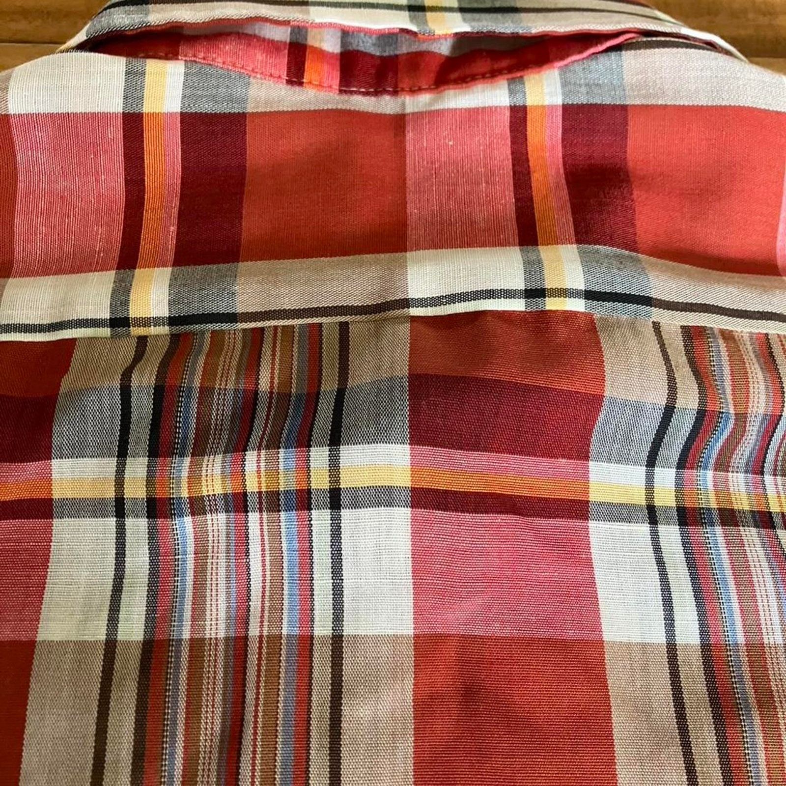 Other True Vtg 70s Short Sleeve Plaid Shirt Single Stitch Sz Large Size US L / EU 52-54 / 3 - 8 Thumbnail