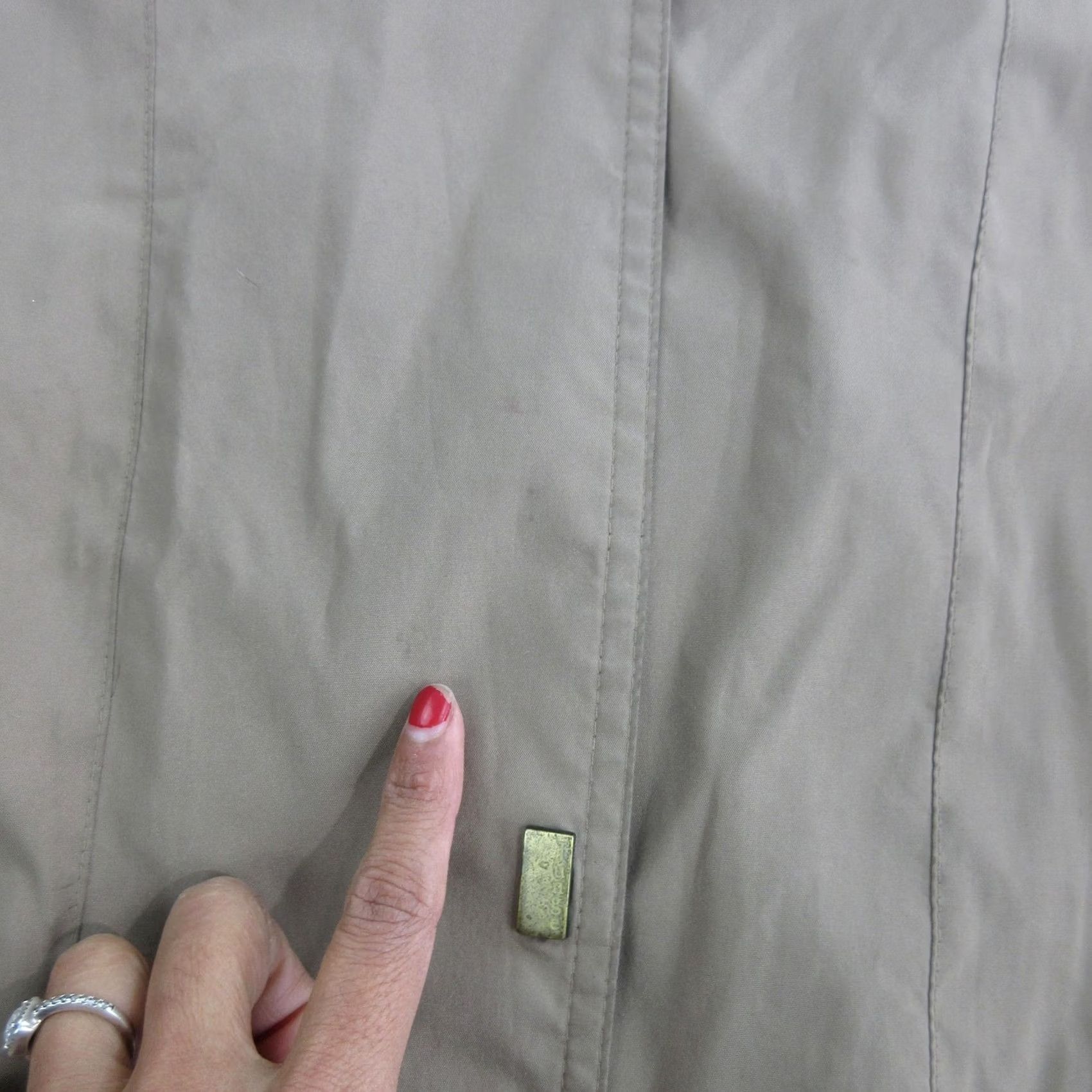 Rains Junge Coat Womens 6 Beige Microfiber Rain Mid Length Zip Pockets Collared Lined Size M / US 6-8 / IT 42-44 - 7 Thumbnail
