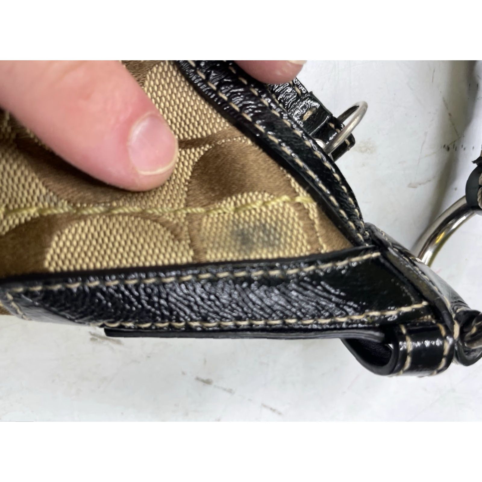 Coach VINTAGE COACH Patchwork Signature Canvas Shoulder Bag F12315 Purse Gold Brown Y2K Size ONE SIZE - 5 Thumbnail