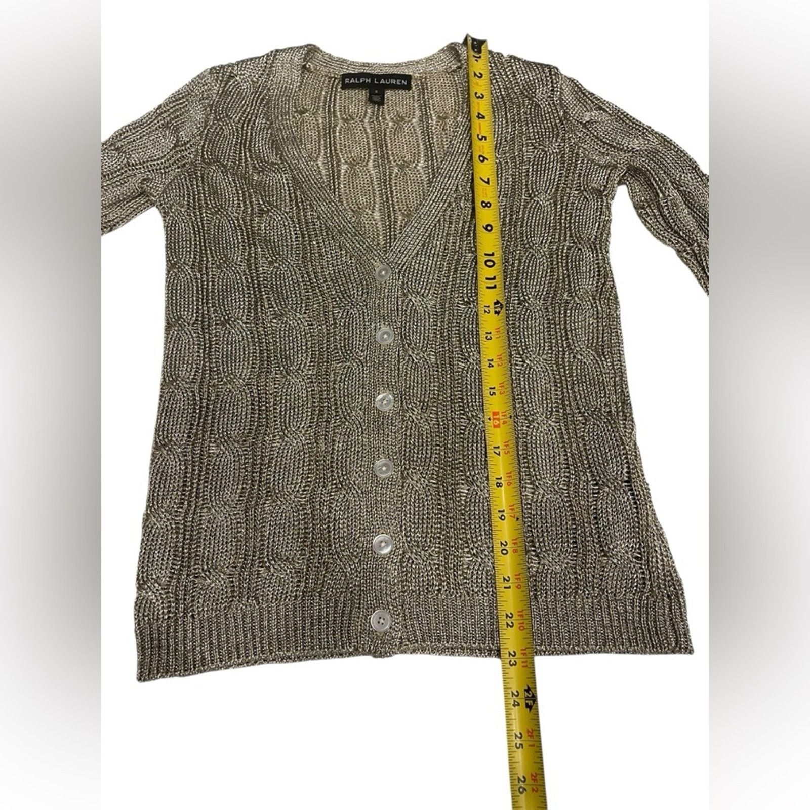 Ralph Lauren Ralph Lauren Black Label - Gold Metallic Knit Cardigan Sz S Size S / US 4 / IT 40 - 9 Thumbnail