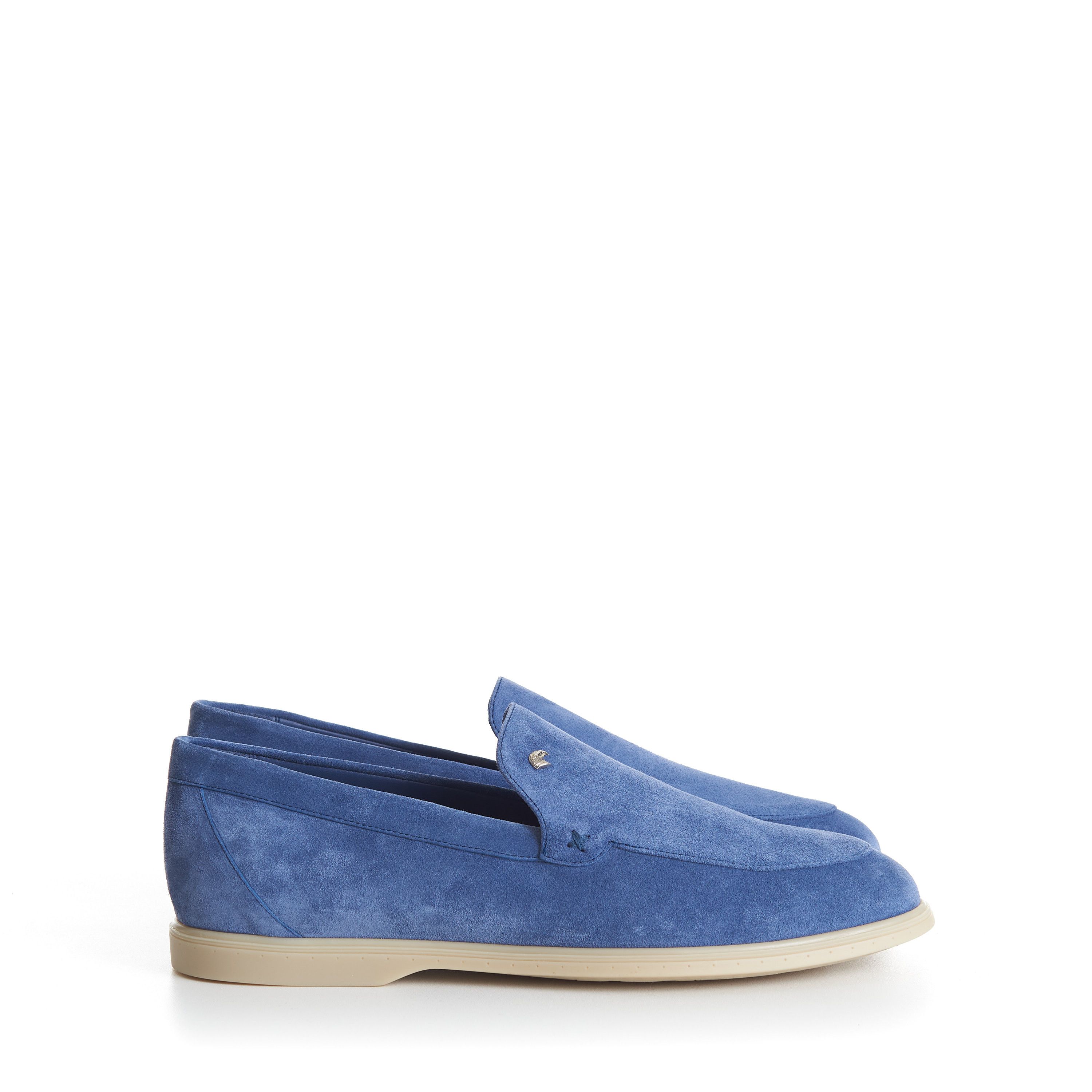 Stefano Ricci Blue Suede Slip-On Loafers - Eagle Head Application Size US 7 / EU 40 - 2 Thumbnail