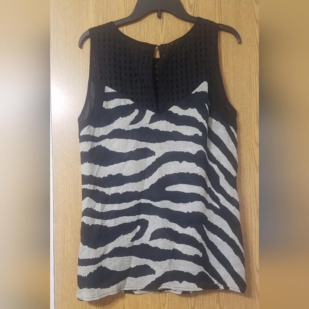 Designer Cabi Black and Gray Zebra Print Women's Top Size Large Size L / US 10 / IT 46 - 2 Thumbnail