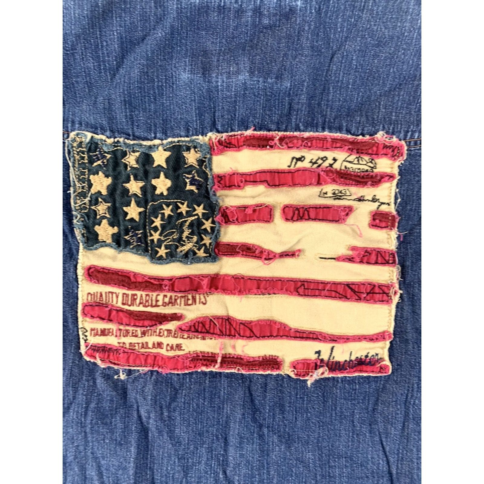 Denime WINCHESTER VEST DENIM WOMENS MEDIUM BLUE USA FLAG PATCH PEARL SNAP Size M / US 6-8 / IT 42-44 - 6 Thumbnail
