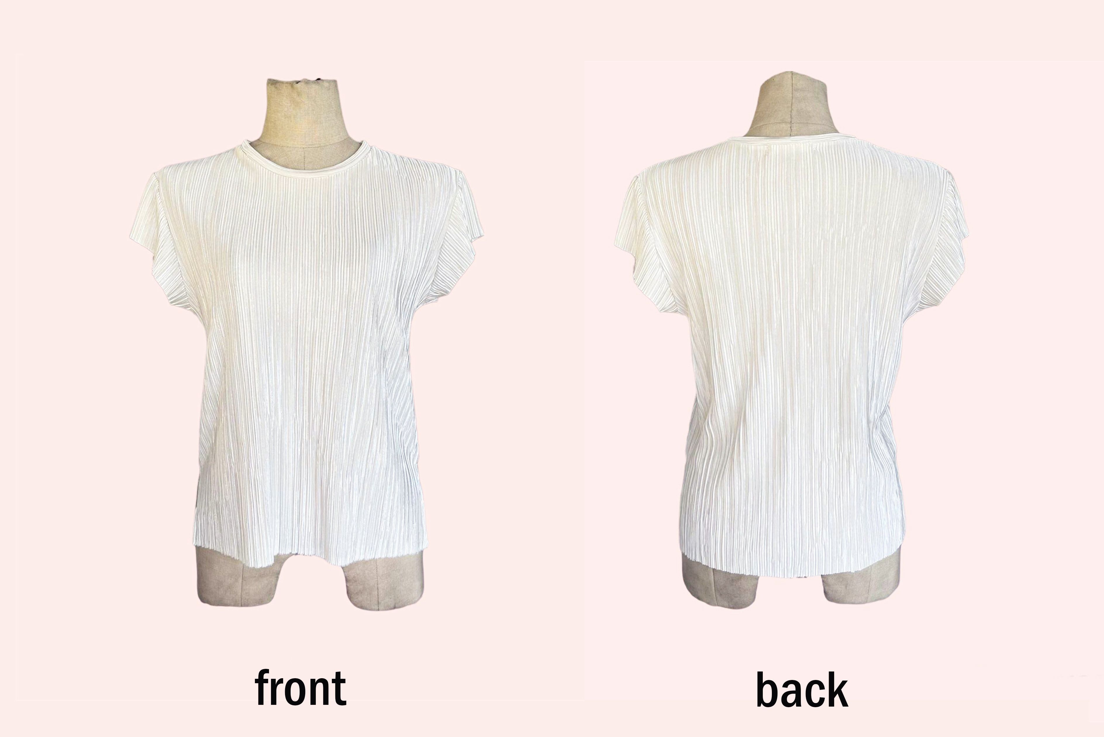 Vintage 90s Y2K Micro Pleat Plissé top, Textured Crinkle Size M / US 6-8 / IT 42-44 - 6 Thumbnail