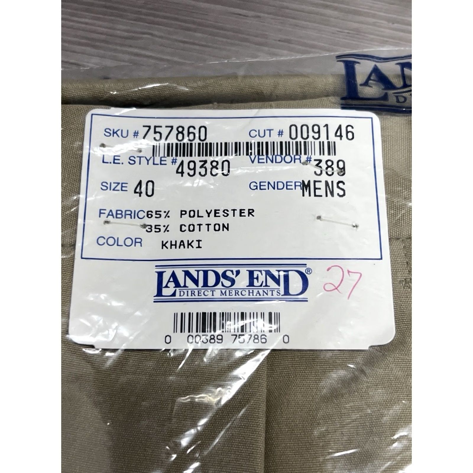 Lands' End Lands' End Chino Pants Men 40 Pleated Twill Cotton Blend Beige Khaki Casual Business Straight Mens Size US 40 / EU 56 - 2 Thumbnail