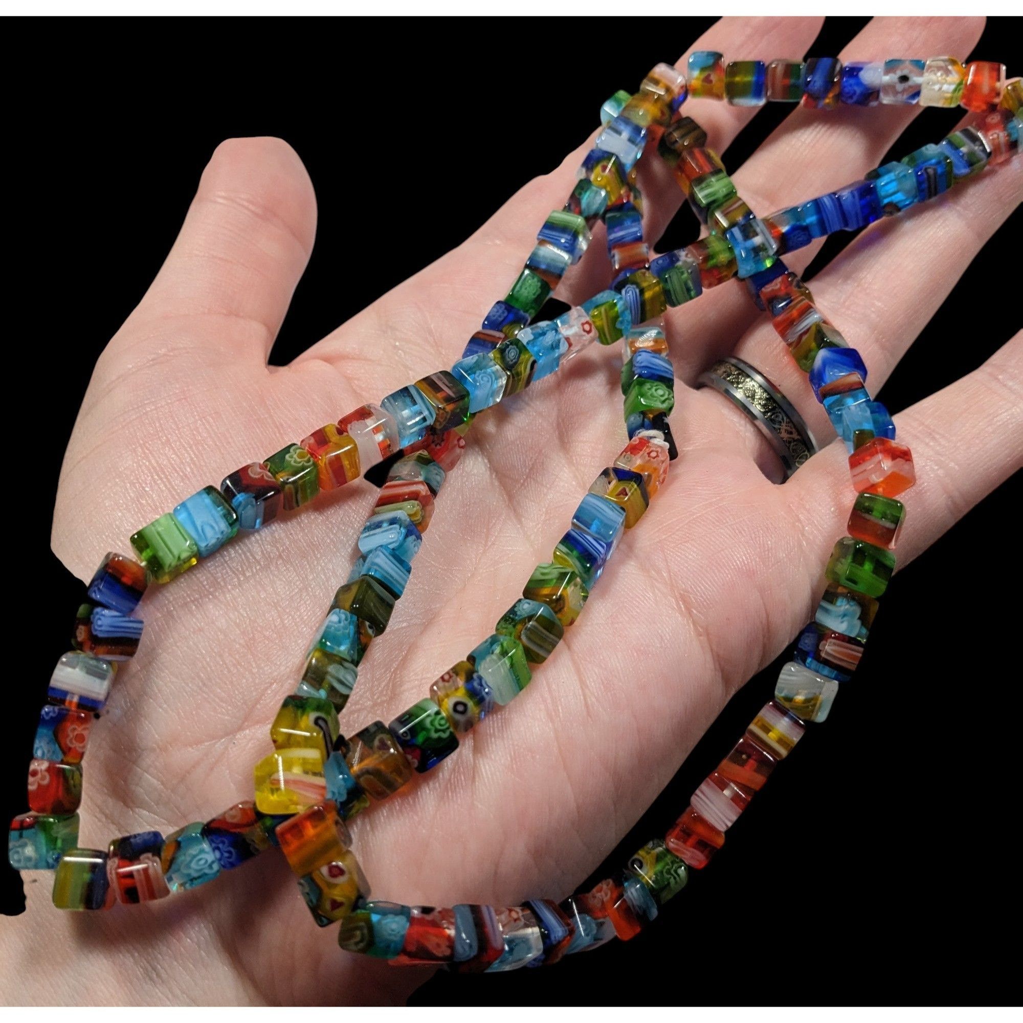 Other Rainbow Millefiori Glass Cube Beaded Necklace Size ONE SIZE - 3 Thumbnail