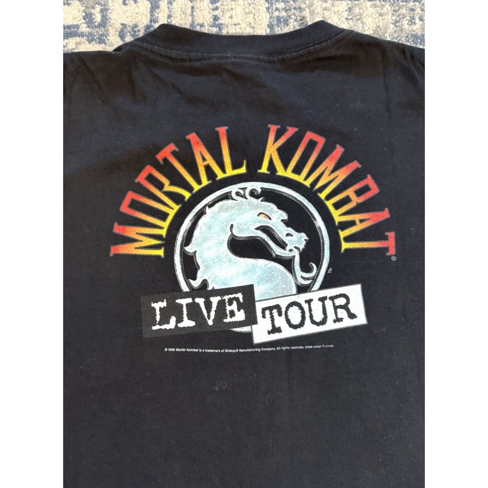 Olive Vintage 1992 Mortal Kombat Live Tour Shirt Sz XL Midway Video Game PlayStation Graphic Print Short Sleeve Size US XL / EU 56 / 4 - 6 Thumbnail