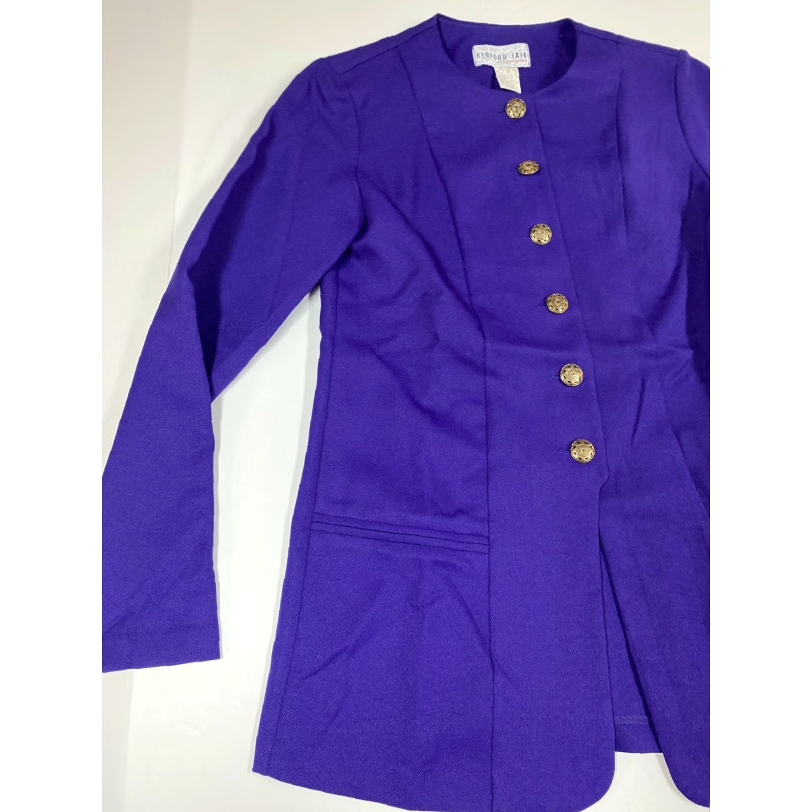 Vintage Bedford Fair Jacket Womens Blue Lightweight 6 Tall Pea Coat Casual Winter Button Front Womens Size M / US 6-8 / IT 42-44 - 3 Thumbnail