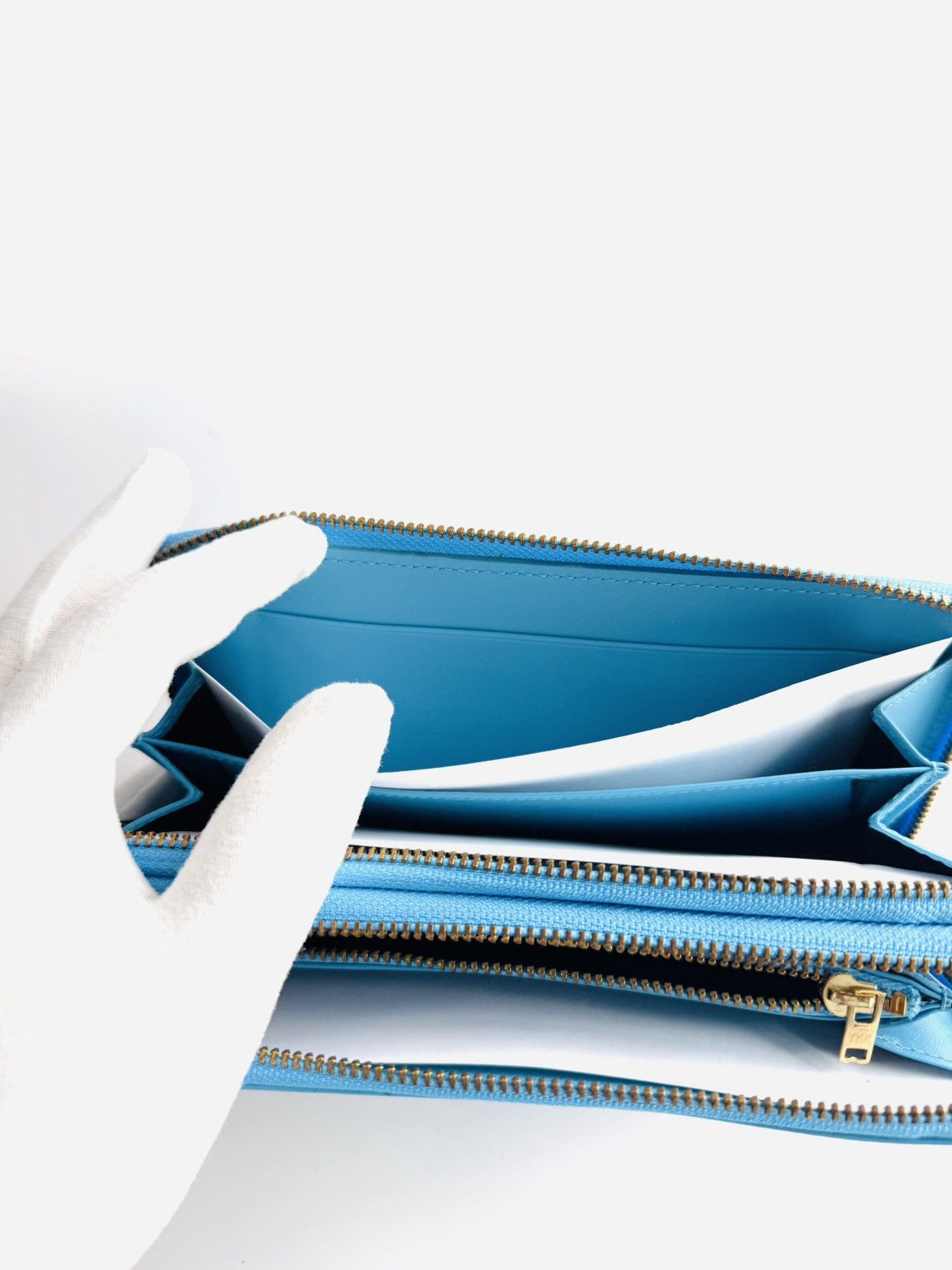 Comme des Garcons × Japanese Brand New lg Comme des Garcons dbl zip continental wallet blue CDG Size ONE SIZE - 5 Thumbnail